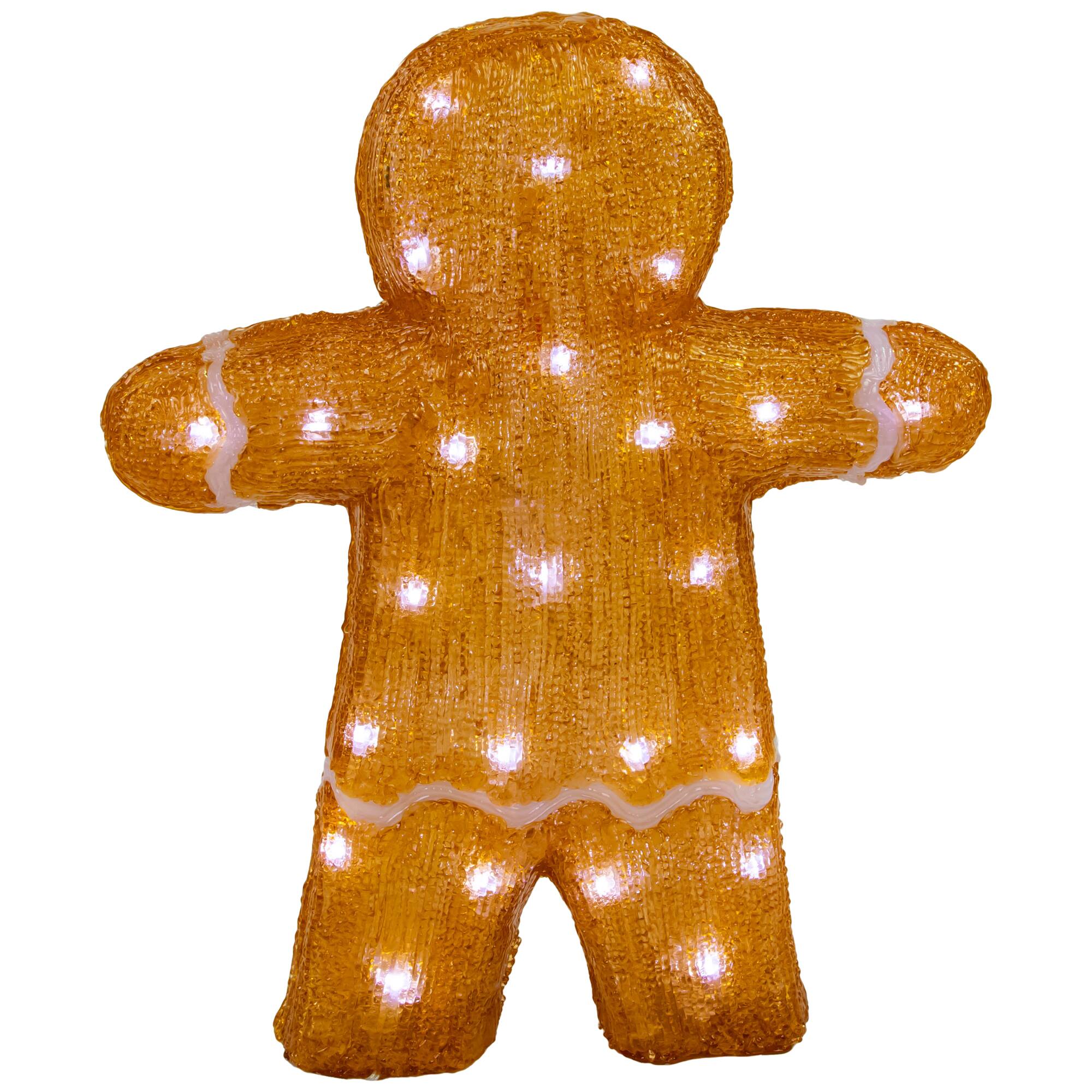 16" LED Lighted Acrylic Gingerbread Man with Bow Tie Christmas Decoration