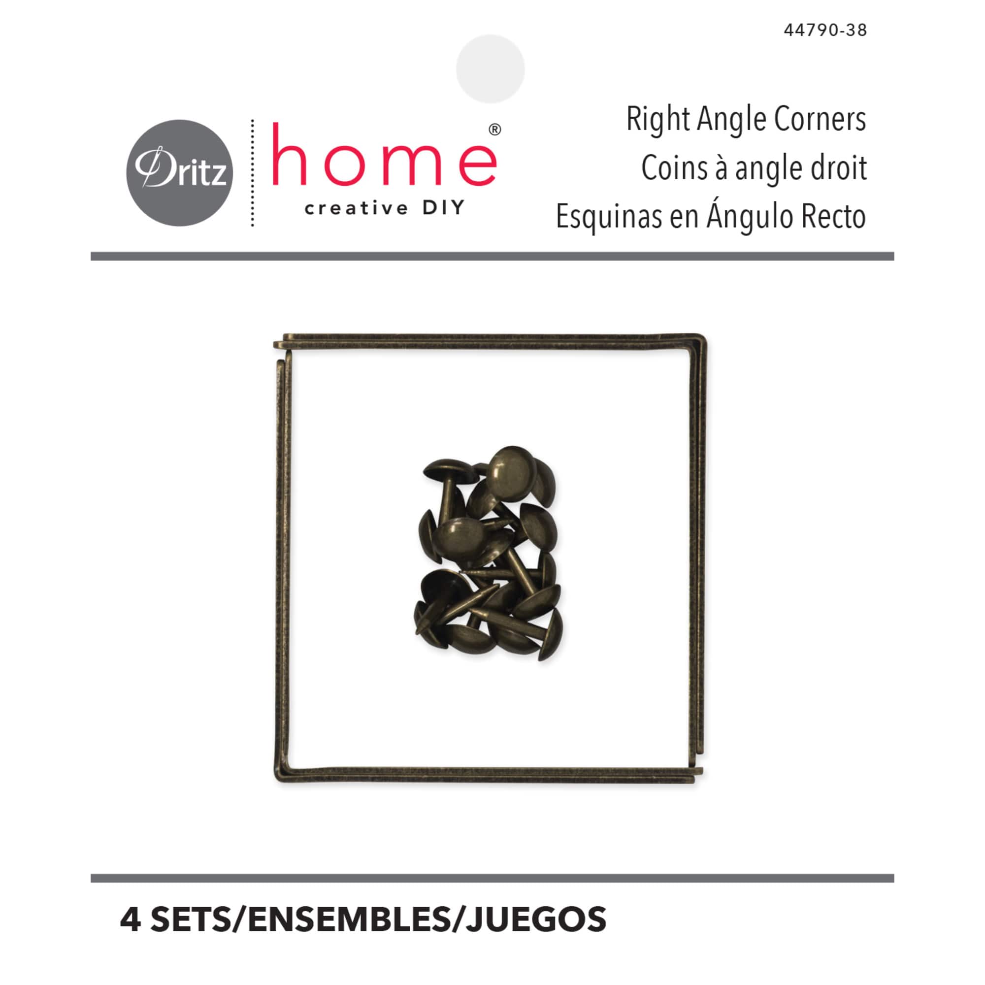 Dritz Home® Small Antique Brass Campaign Textured Right Angles, 4ct.