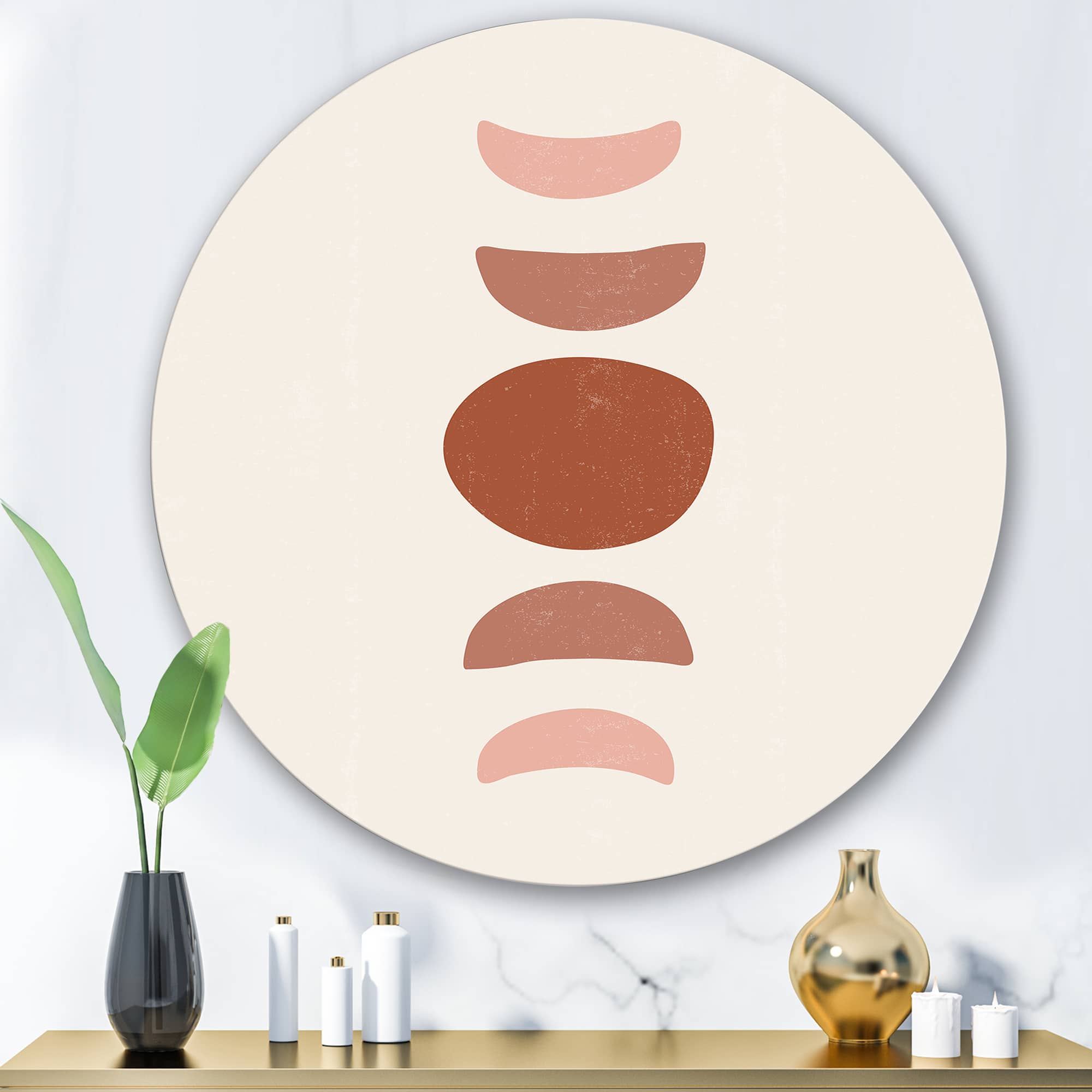 Designart - Minimal Moon Phases - Modern Metal Circle Wall Art