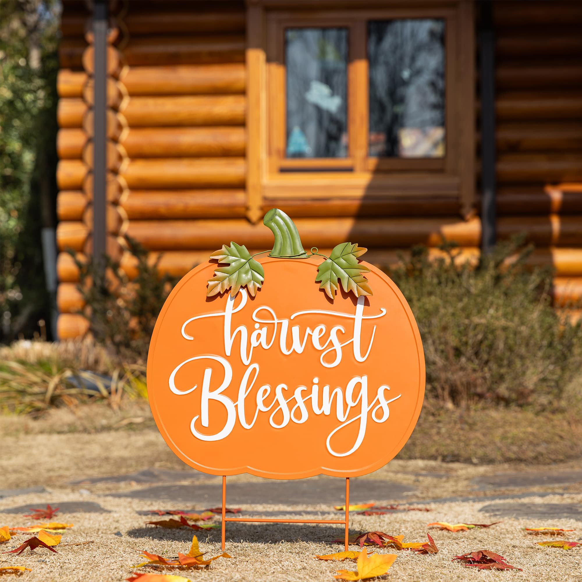 Glitzhome® 24" Fall Metal Pumpkin Yard Stake