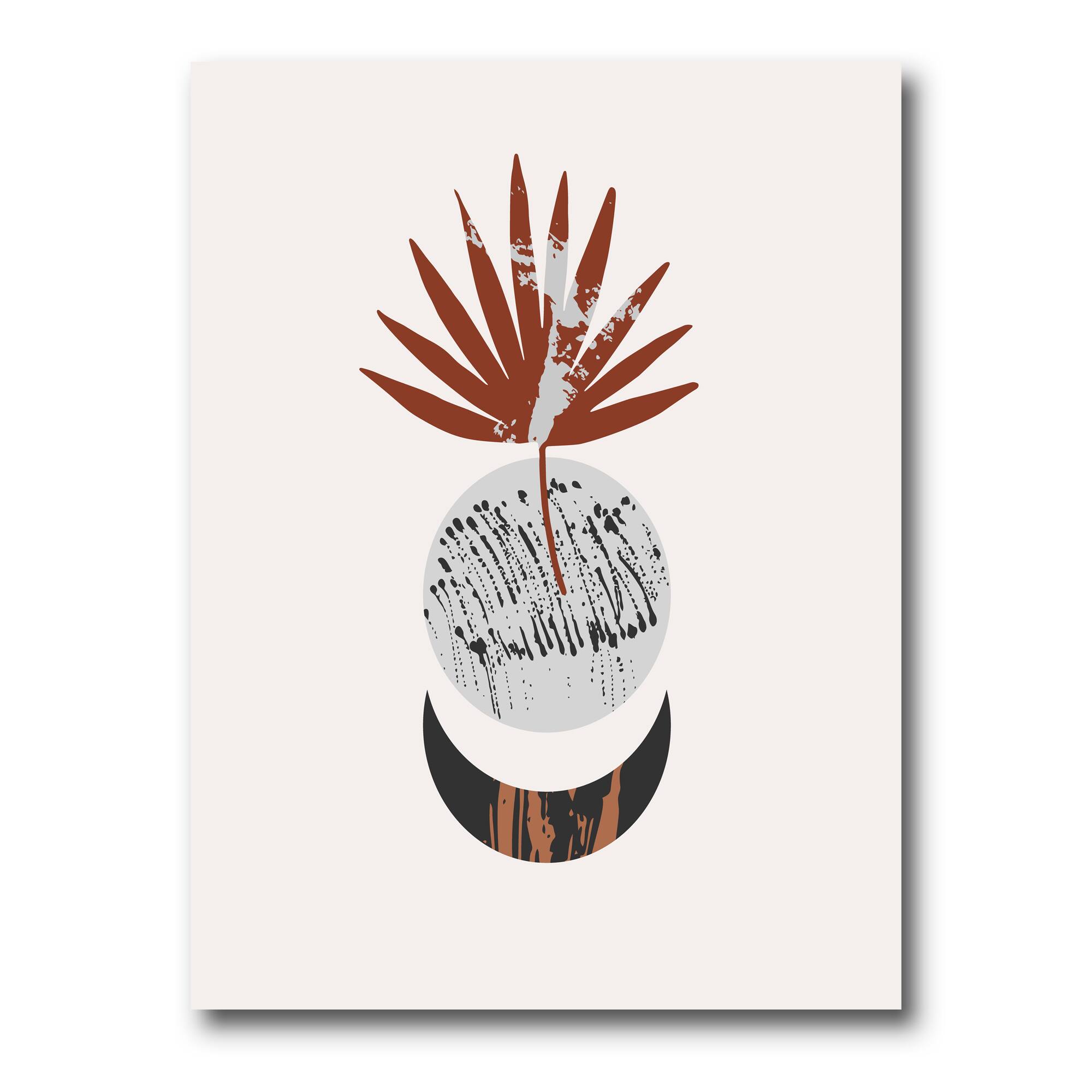 Designart - Moon and Sun Shapes In Retro Terracotta Tones II - Modern Canvas Wall Art Print