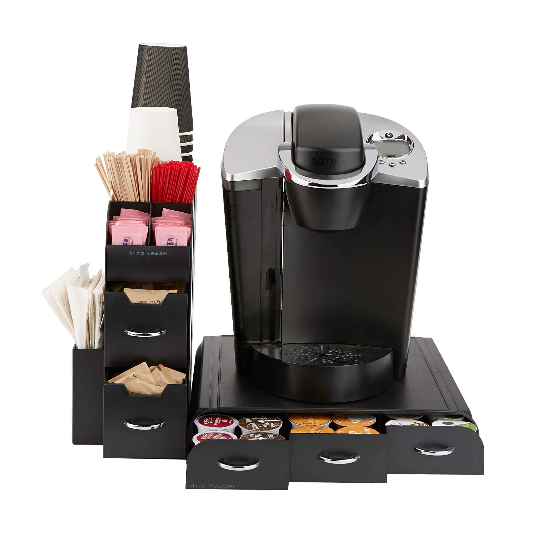 Mind Reader 2-Piece Single Serve Coffee Pod Drawer and Condiment Organizer Caddy Station