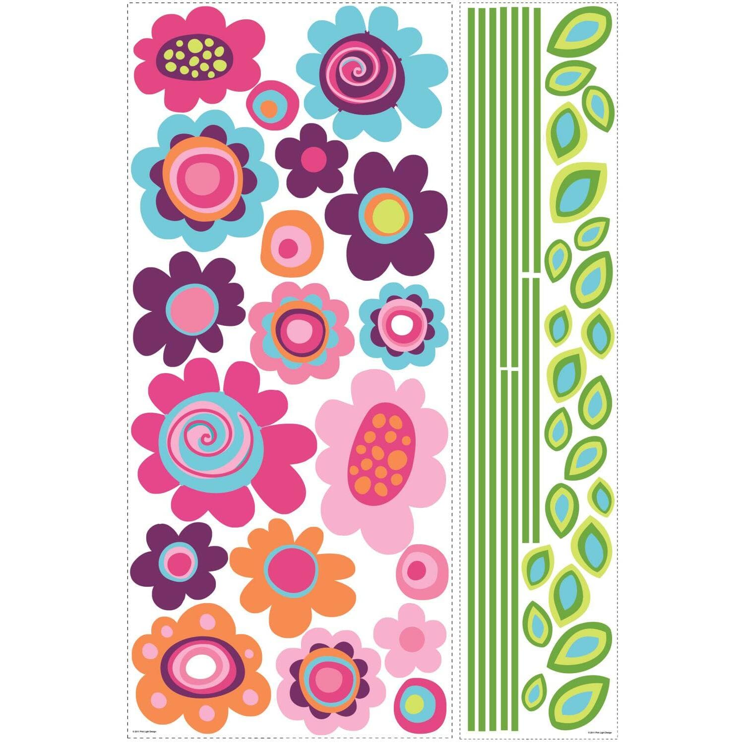 RoomMates Flower Stripe Peel & Stick Giant Wall Decals