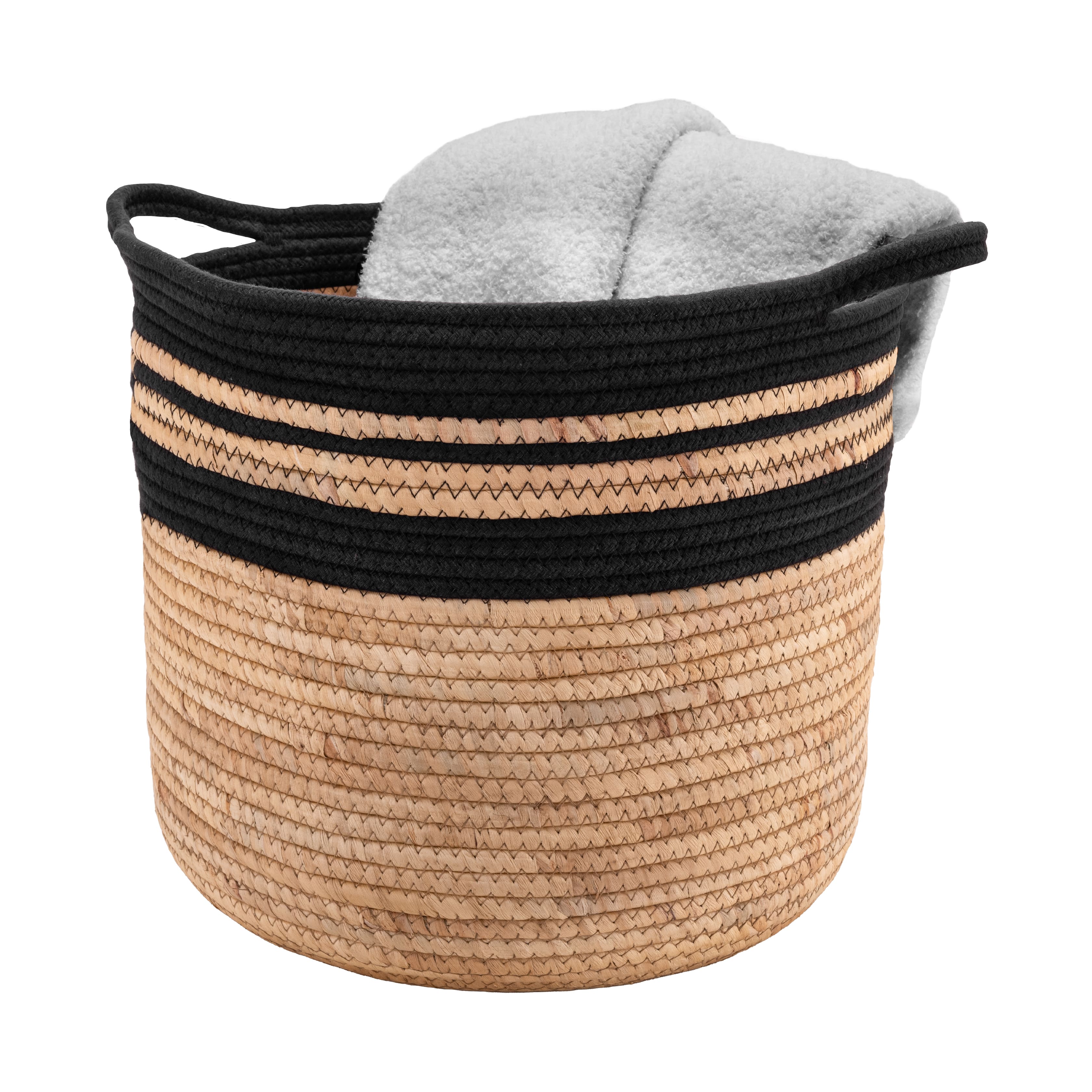 Seville Classics Round Water Hyacinth & Rope Basket