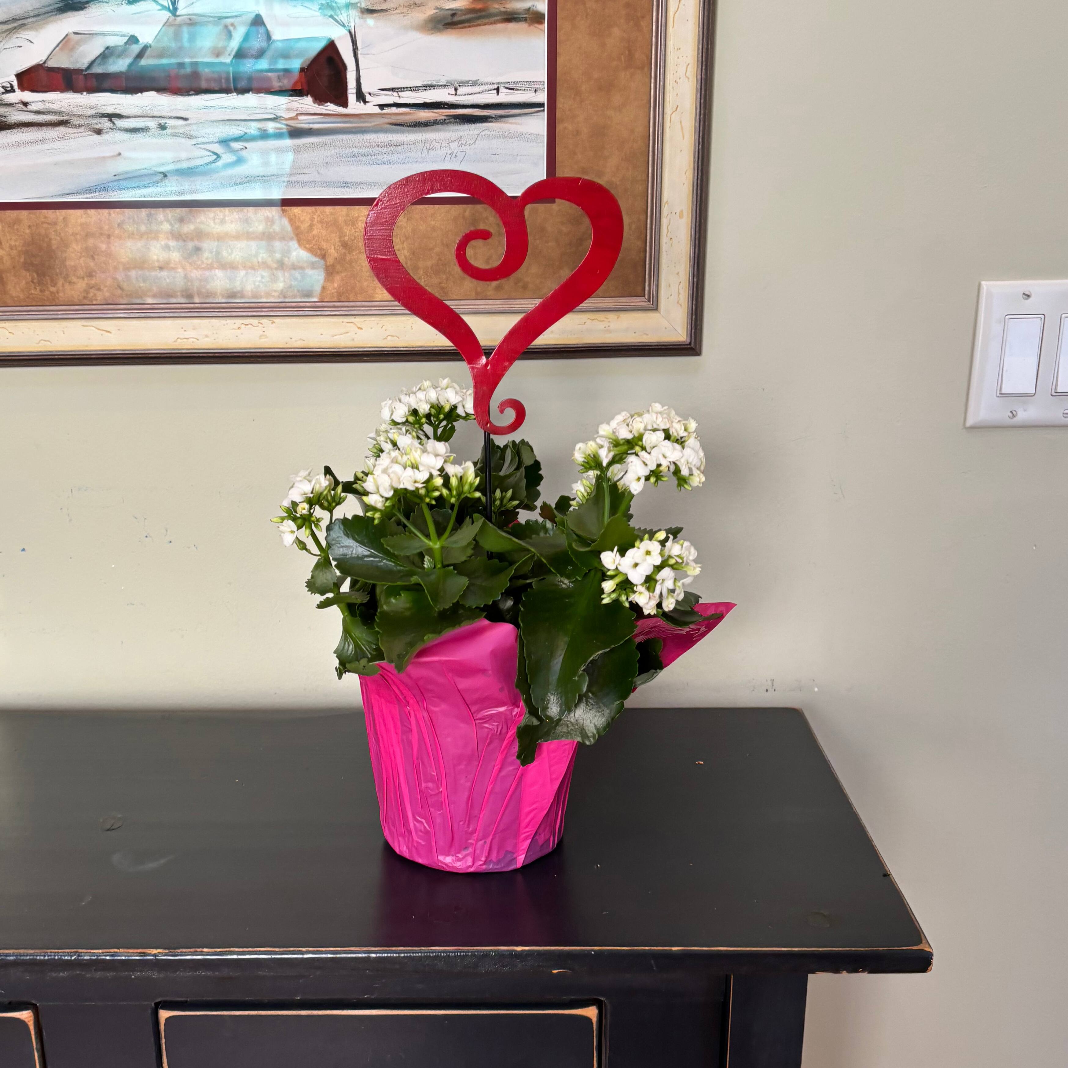 15.5" Red & Black Open Heart Shaped Garden Stake