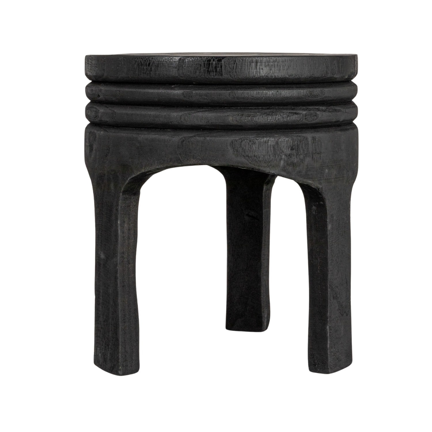 Hello Honey® 15.8" Round Paulownia Wood Carved Stool