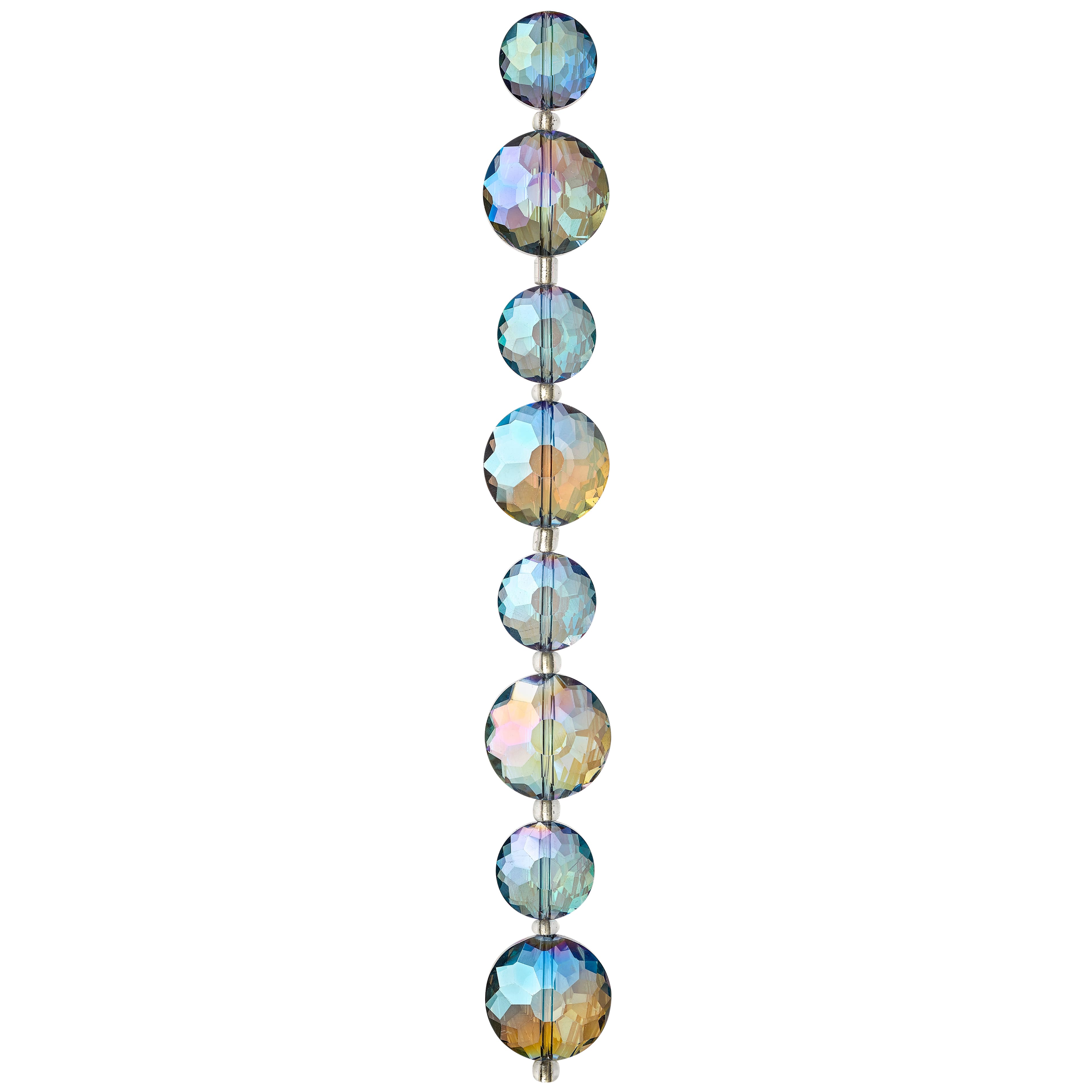 Iridescent Blue Large Glass Lentil Beads, 18mm by Bead Landing™