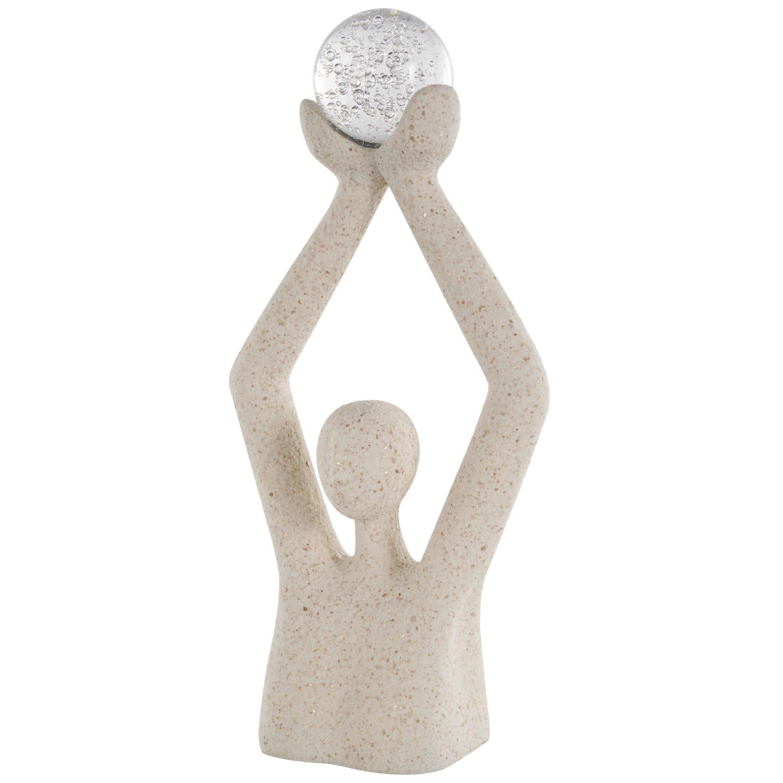 20.75" Cream Polystone People Abstract Textured Sculpture
