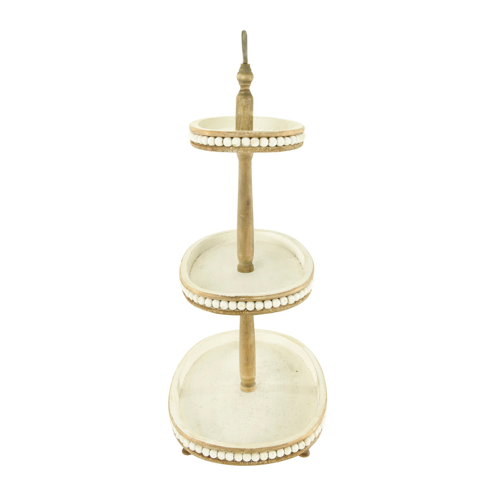Hello Honey® 30.5" Decorative Oval 3-Tier Wood Tray with Handle