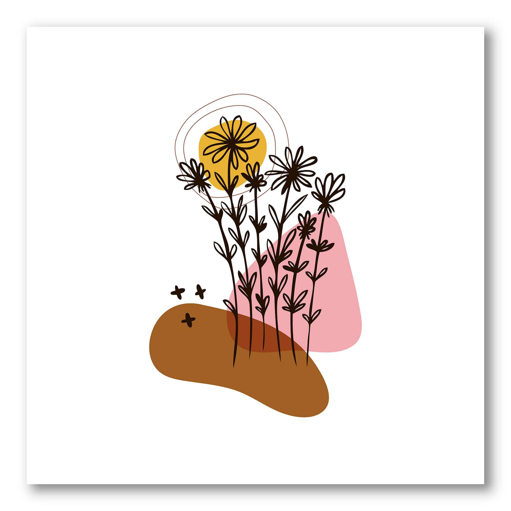 Designart - Elementary Shapes With Abstract Flowers Plants I