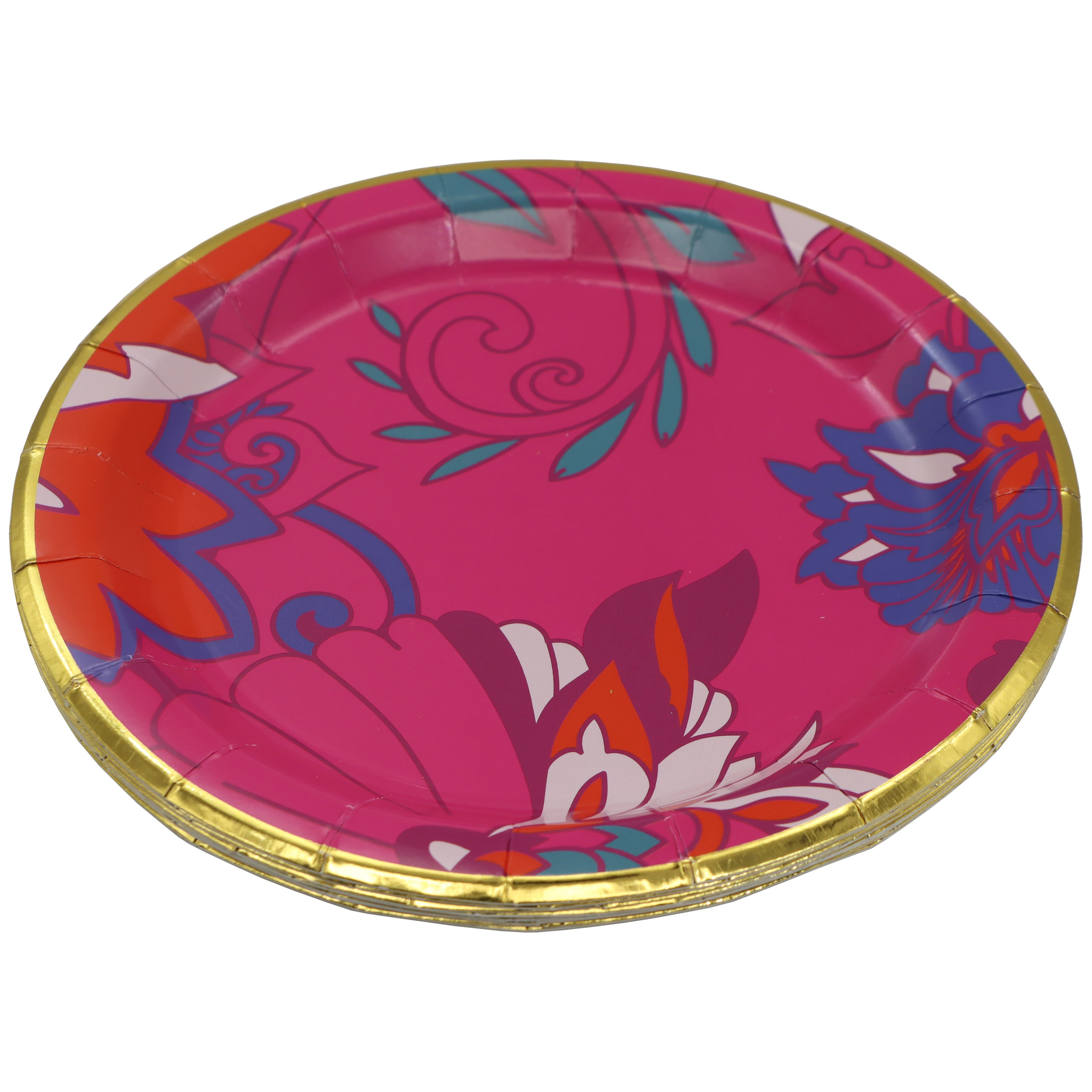 Pink Jungle 7" Tropical Paisley Paper Snack Plates, 10ct. by Celebrate It™