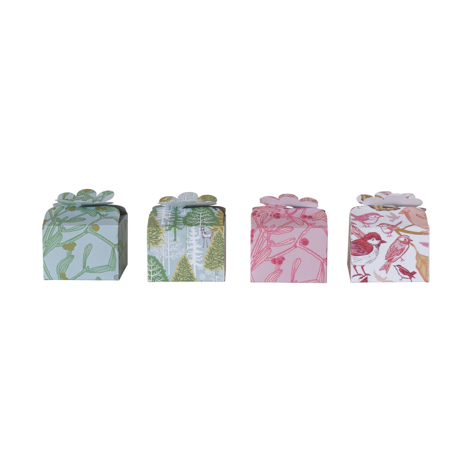 Hello Honey Green & Pink Trees, Plants & Bird Pattern Interlocking Gift Boxes, 4ct.