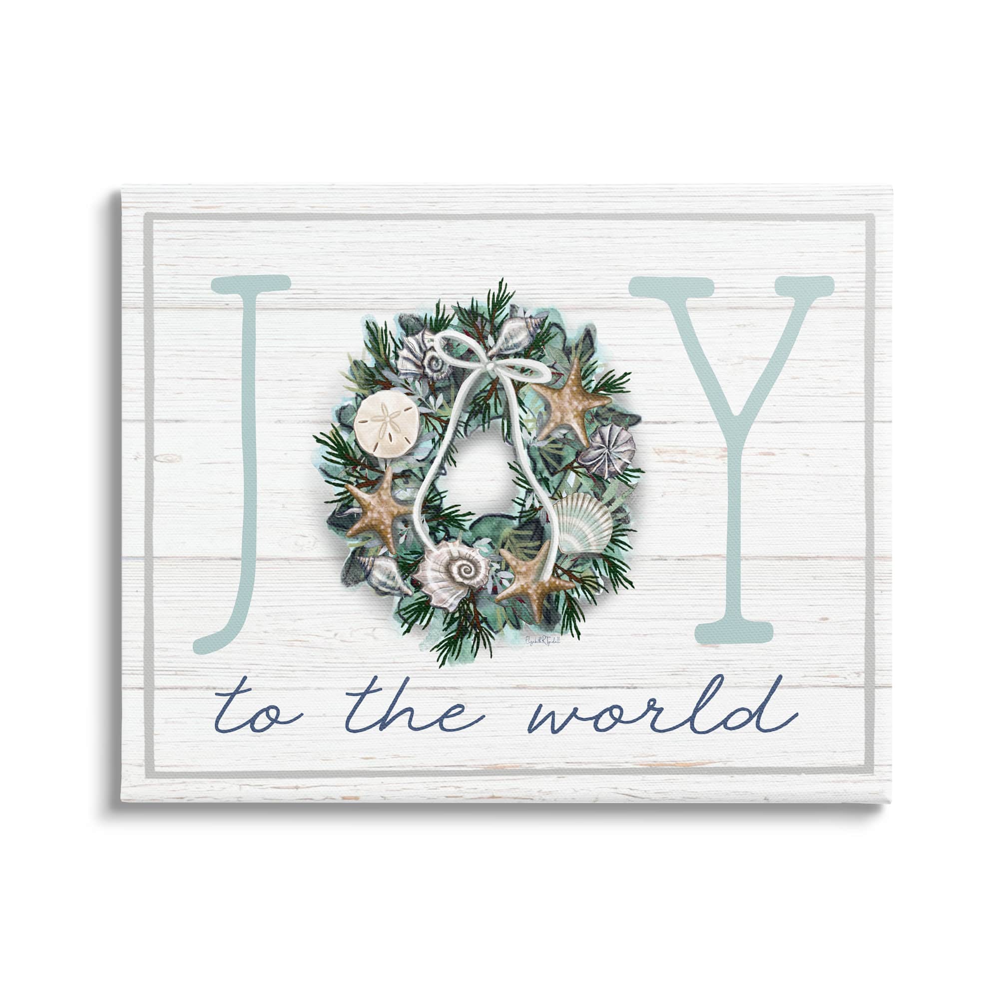 Stupell Industries Joy To The World Nautical Wreath Canvas Wall Art
