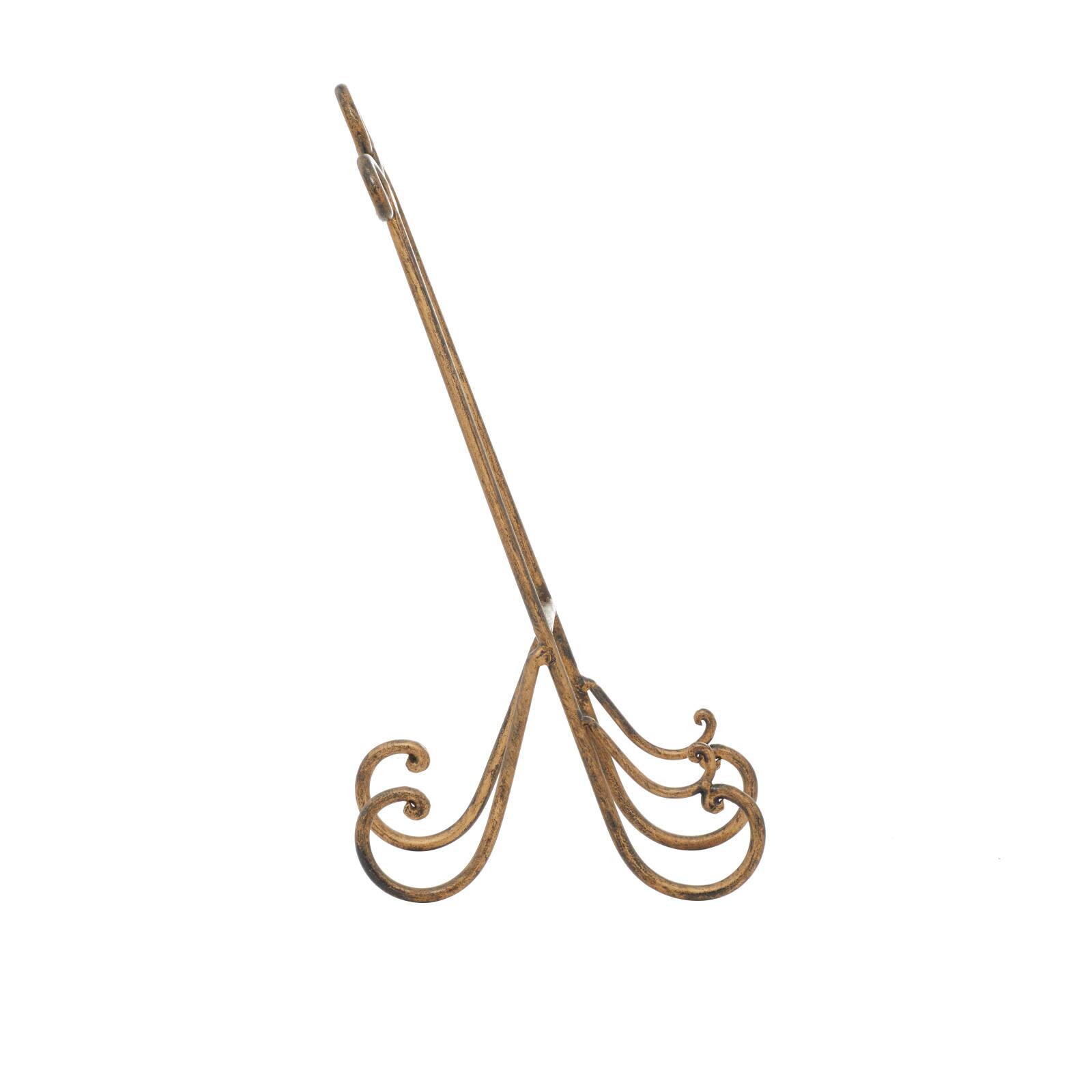 Traditional Scrolling Gold Metal Easel, 19" x 7" x 10"