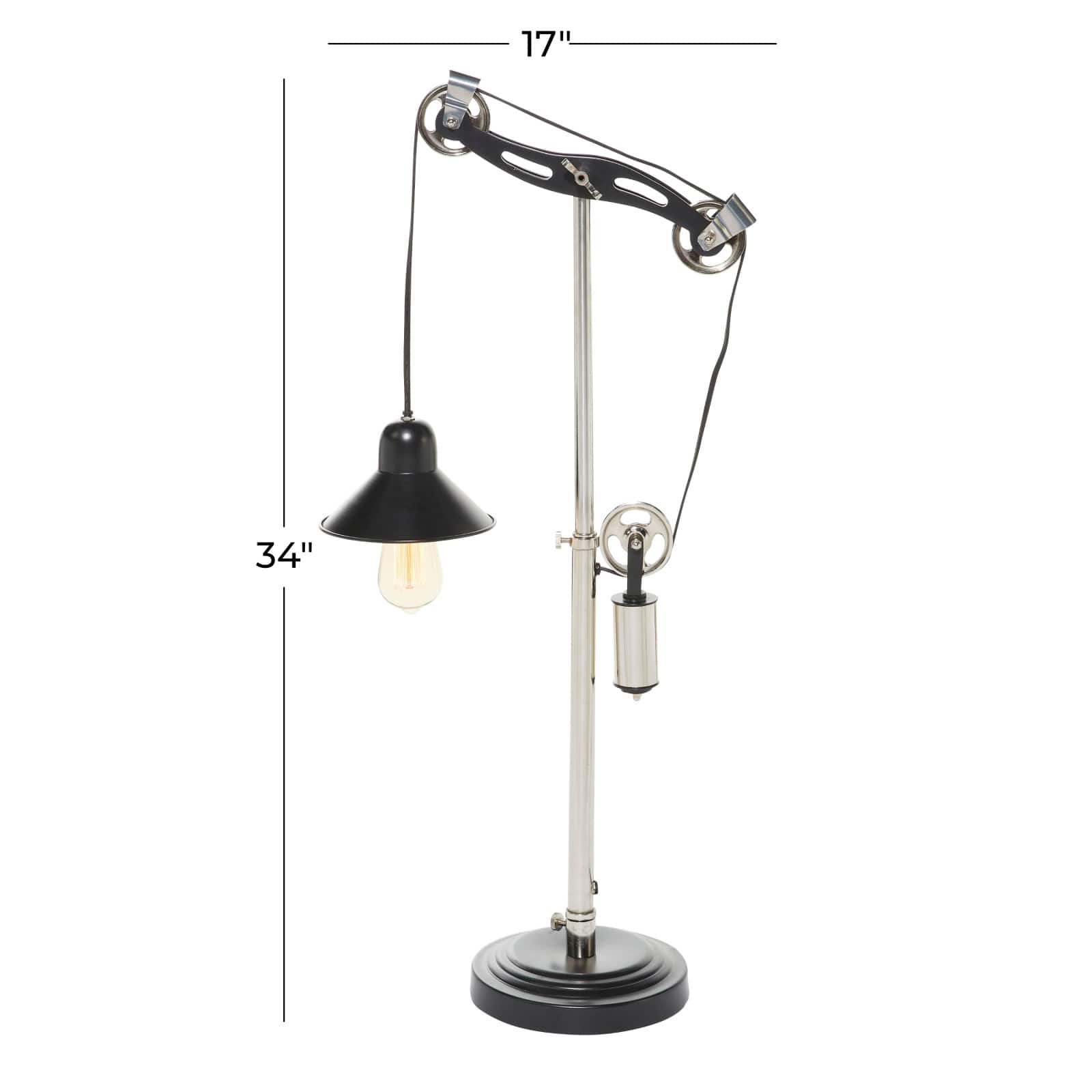 34" Black Metal Industrial Table Lamp