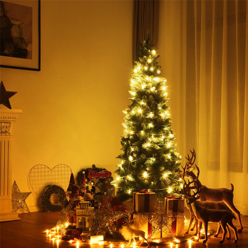 Costway 6ft. Unlit Snow Flocked Pencil Artificial Christmas Tree