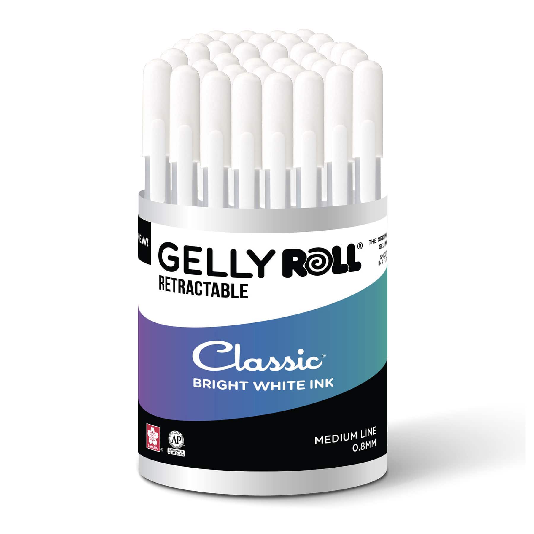 Sakura® Gelly Roll® White 0.8mm Retractable Classic Gel Pens, 36ct.