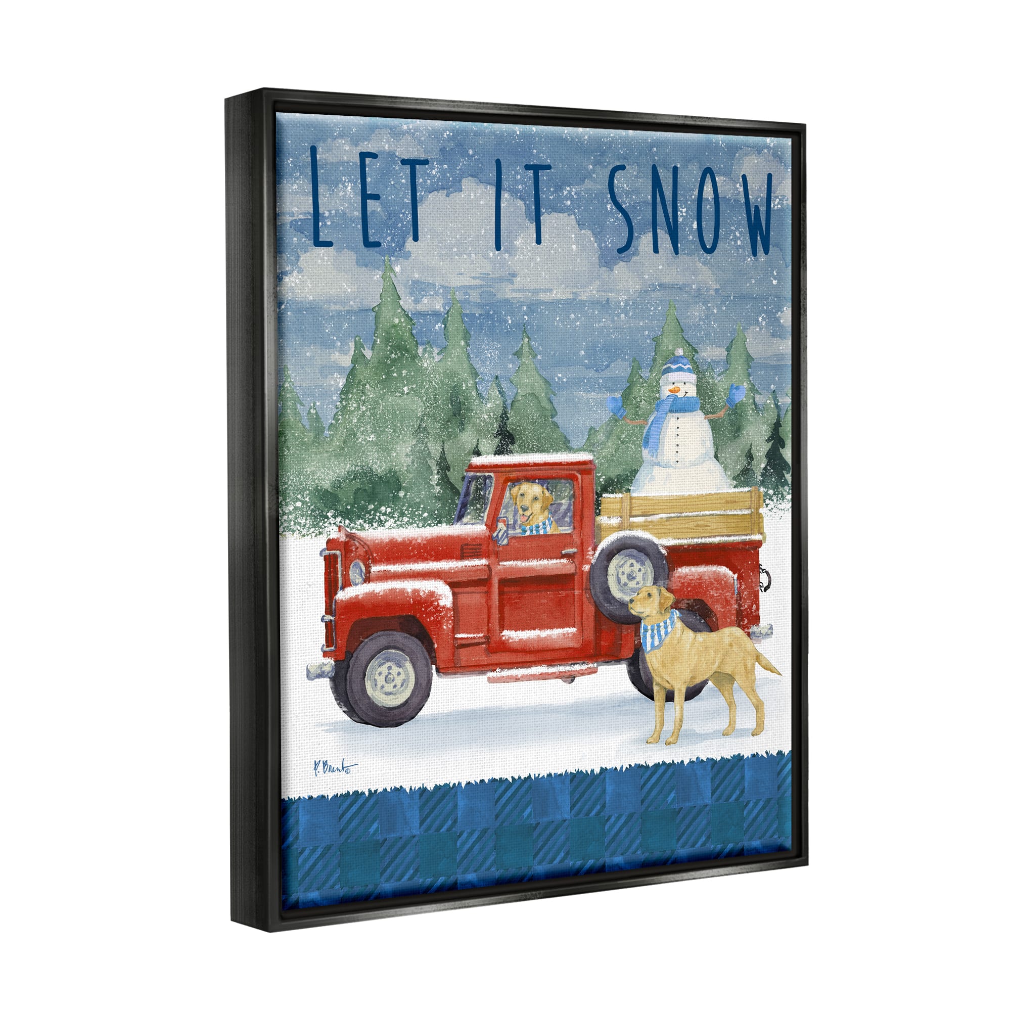 Stupell Industries Let It Snow Winter Dogs Framed Floater Canvas Wall Art
