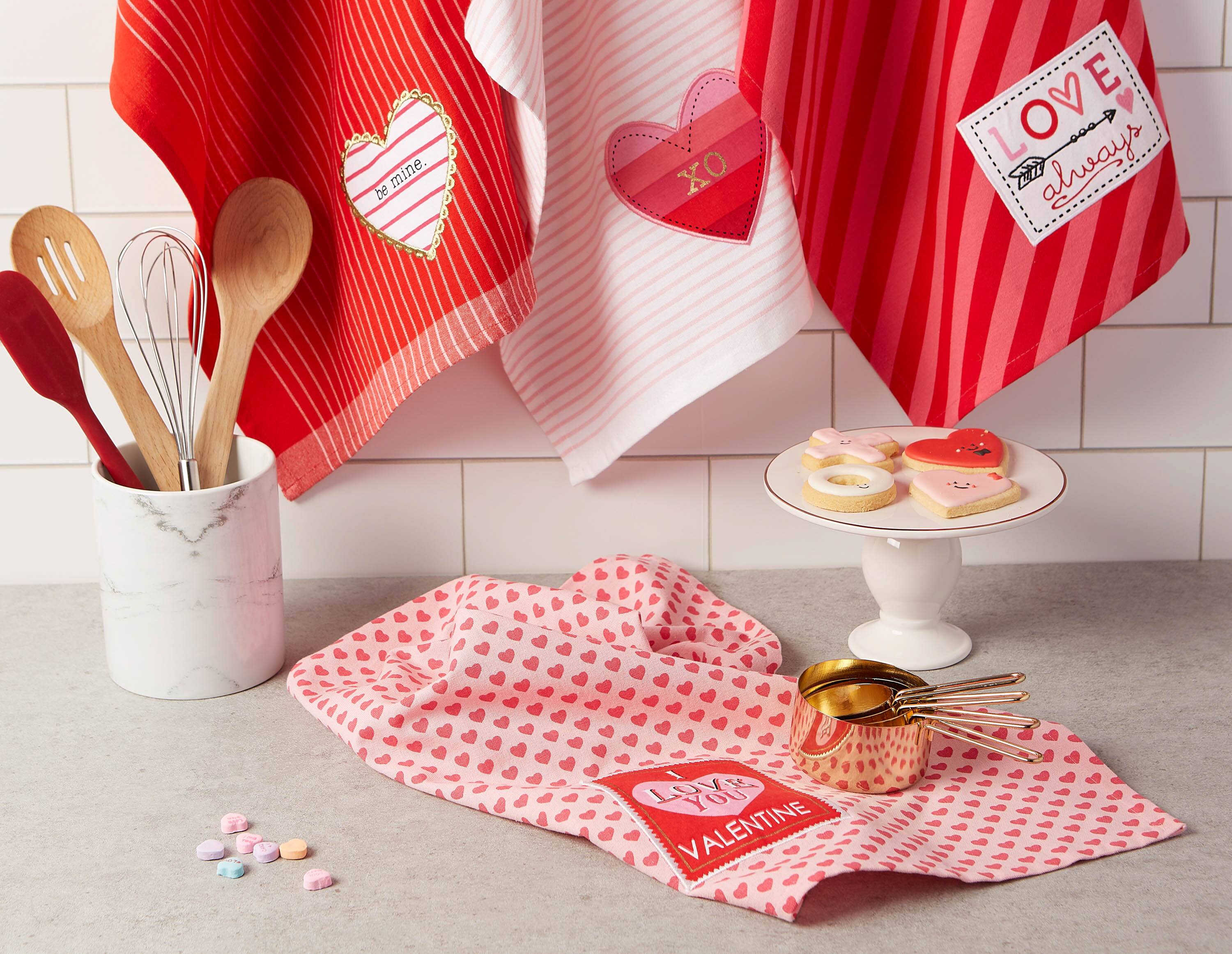 DII® Mixed Valentines Embellished Dishtowels, 4ct.