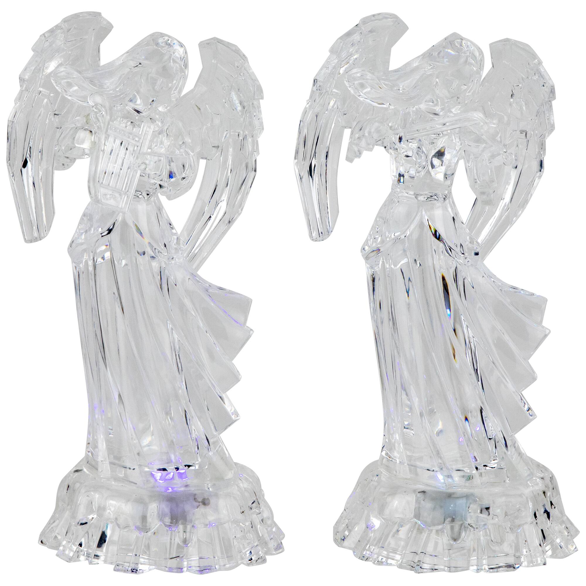 Northlight 9" Pre-Lit Clear LED Color Changing Angel Acrylic Christmas Decorations, 2ct. | Michaels®