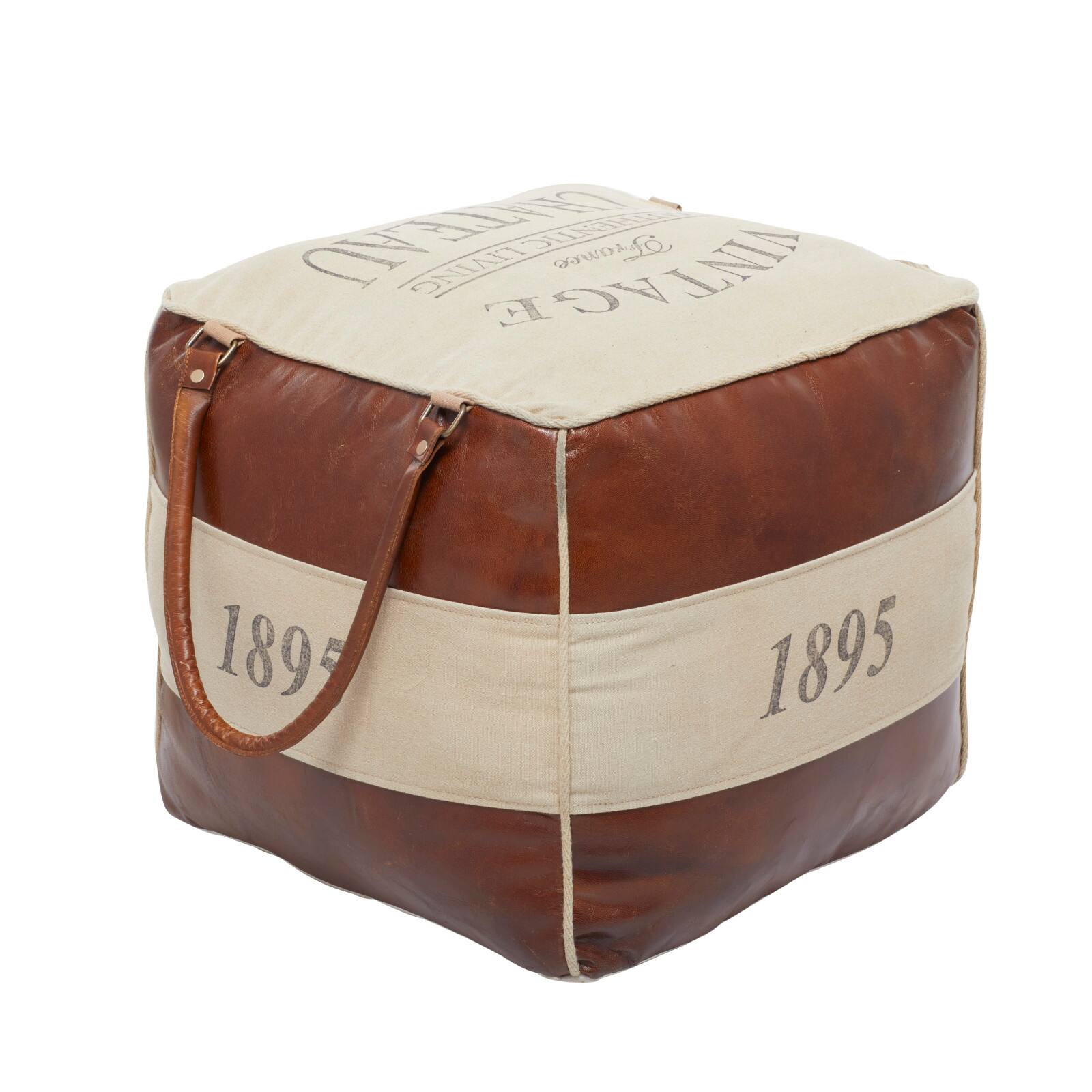 Brown Canvas Rustic Stool