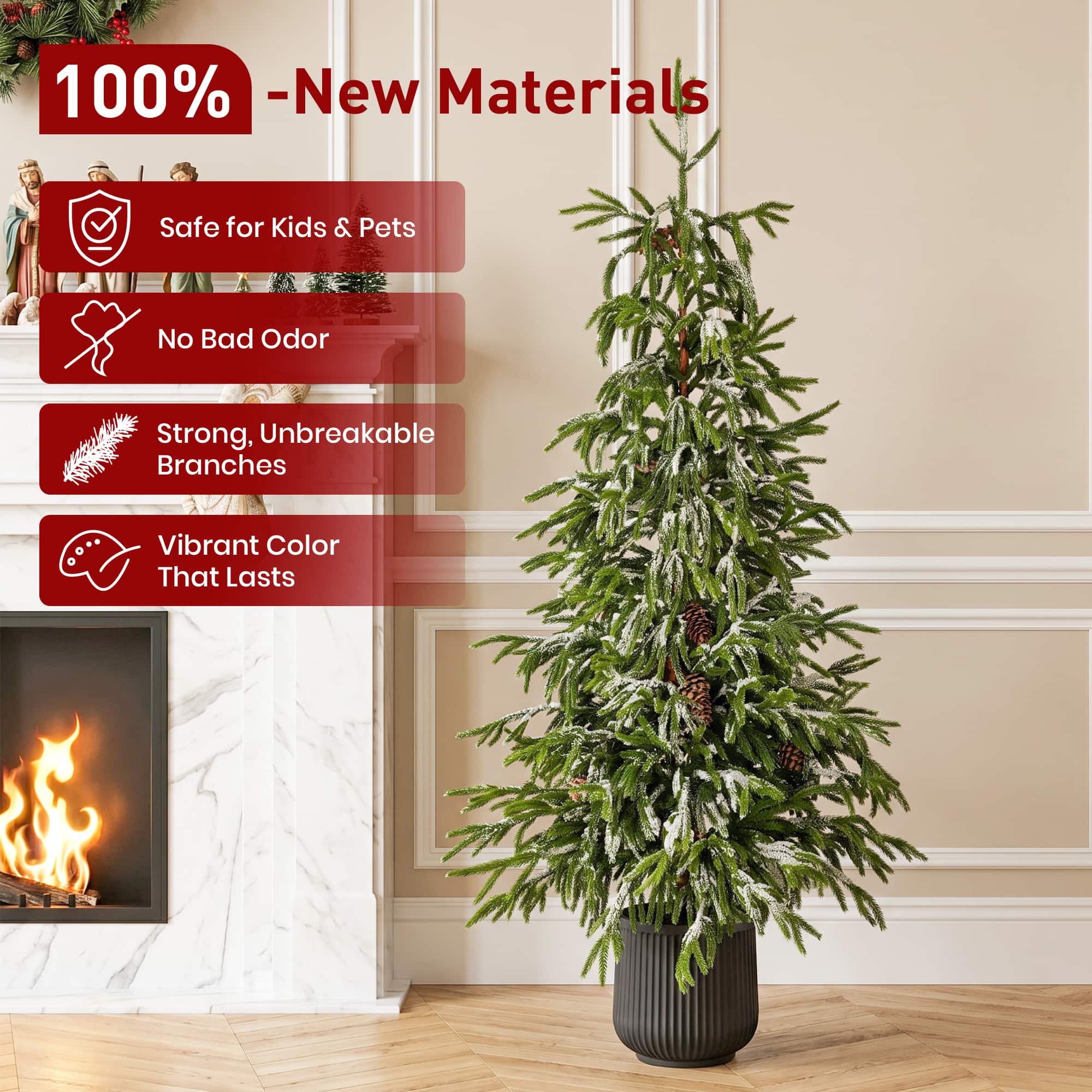 Glitzhome® 3ft. Unlit Frosted Norfolk Pine with Pinecones Artificial Christmas Porch Tree