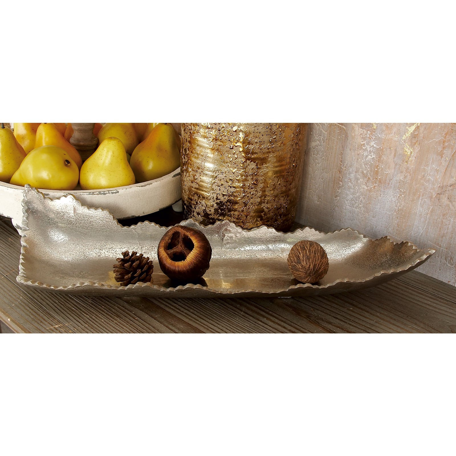 Silver Aluminum Contemporary Tray