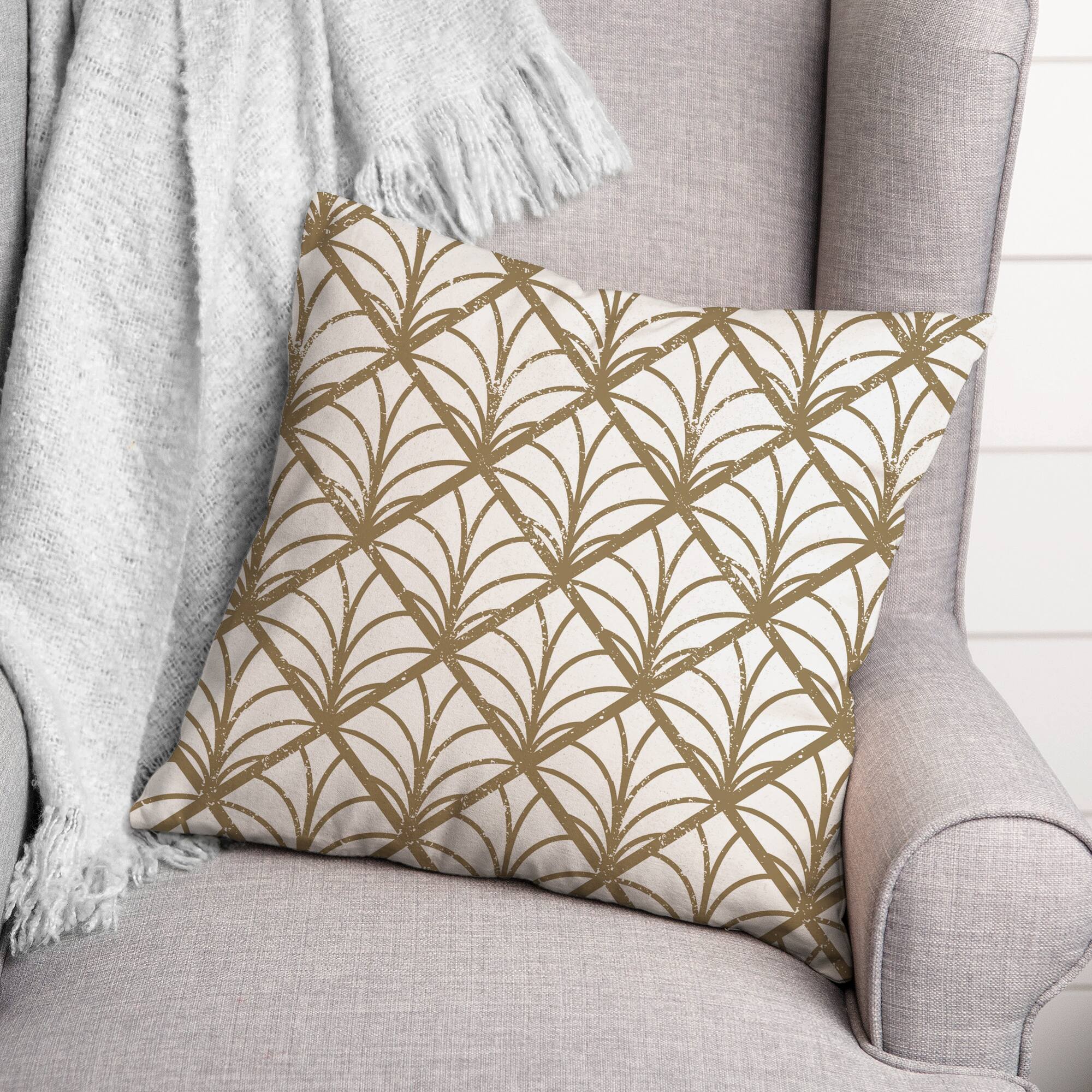 Gold Art pattern Distress 18" x 18" Throw Pillow