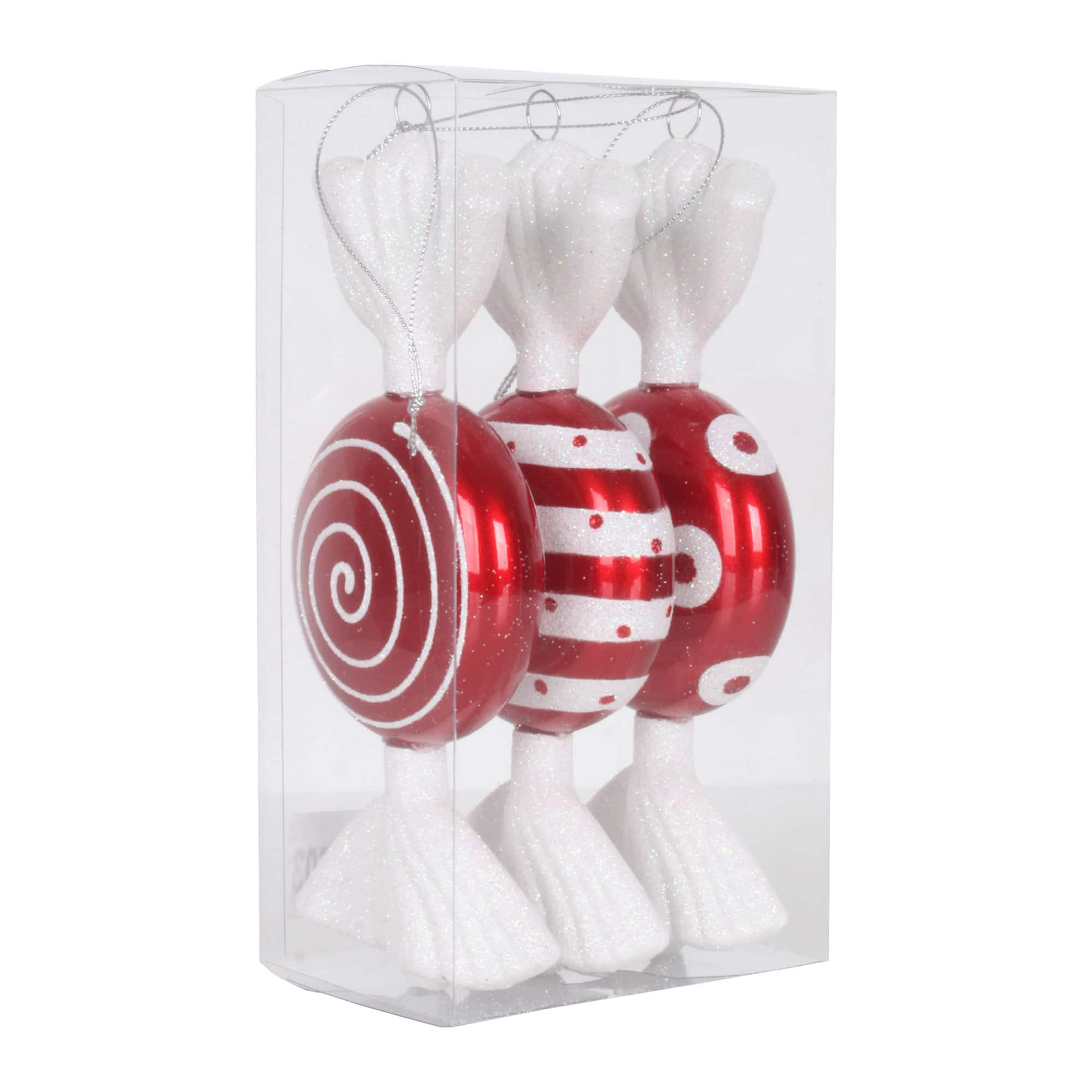 Vickerman 7" Red & White Flat Candy Christmas Ornament Box