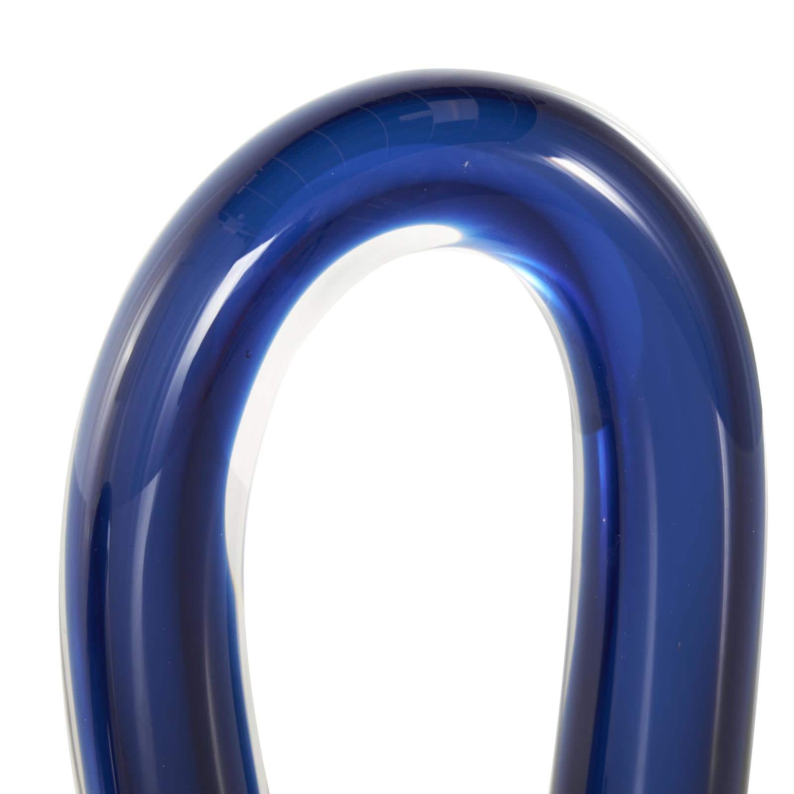 Blue Glass Abstract Arch Sculpture with Clear Accents Set