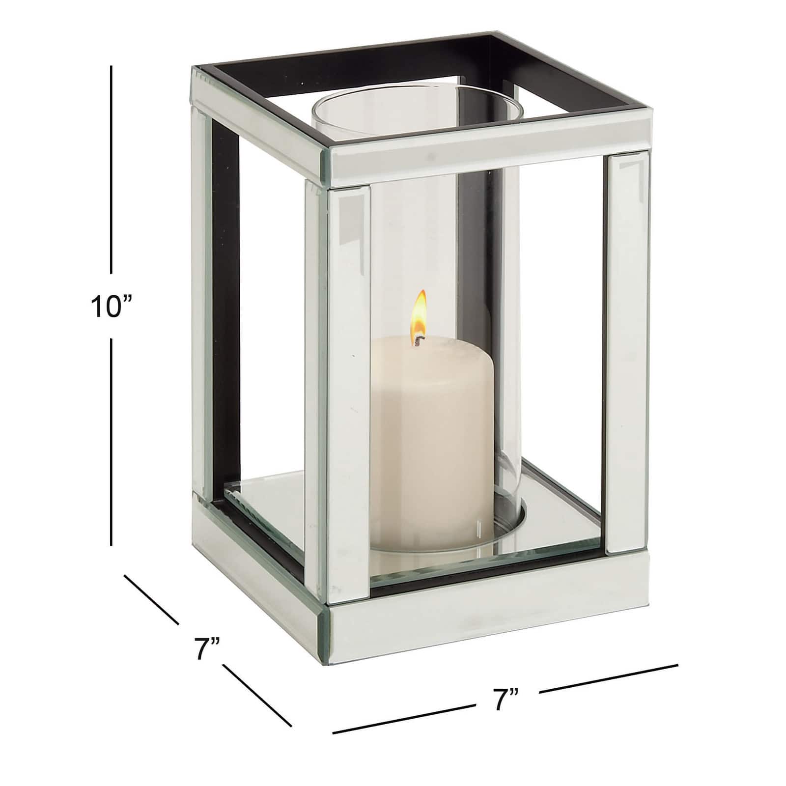 10" Silver Glass Glam Candle Holder