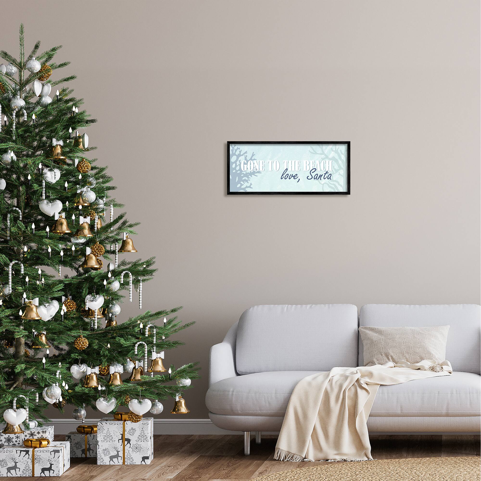 Stupell Industries Gone To Beach Love Santa Phrase Framed Giclee Art