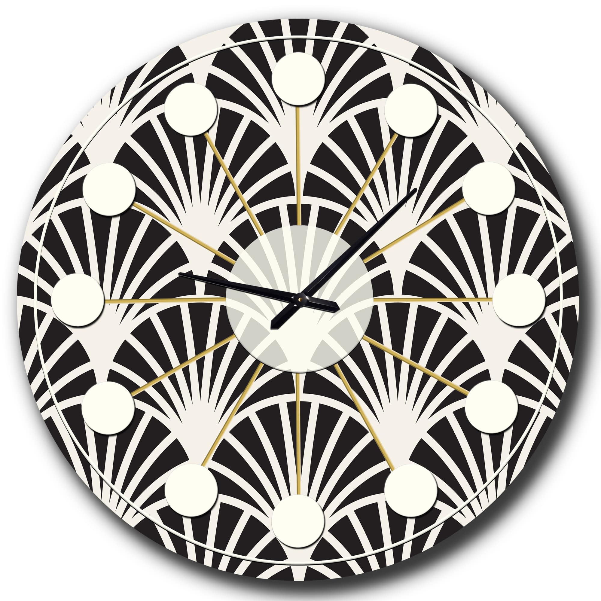 Designart 'Retro Art Deco Waves I Mid-Century Modern Wall Clock