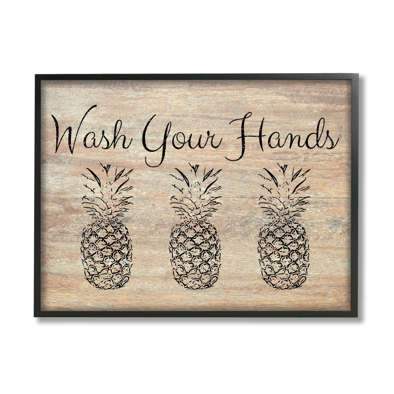 Stupell Industries Wash Your Hands Pineapple Framed Wall Art
