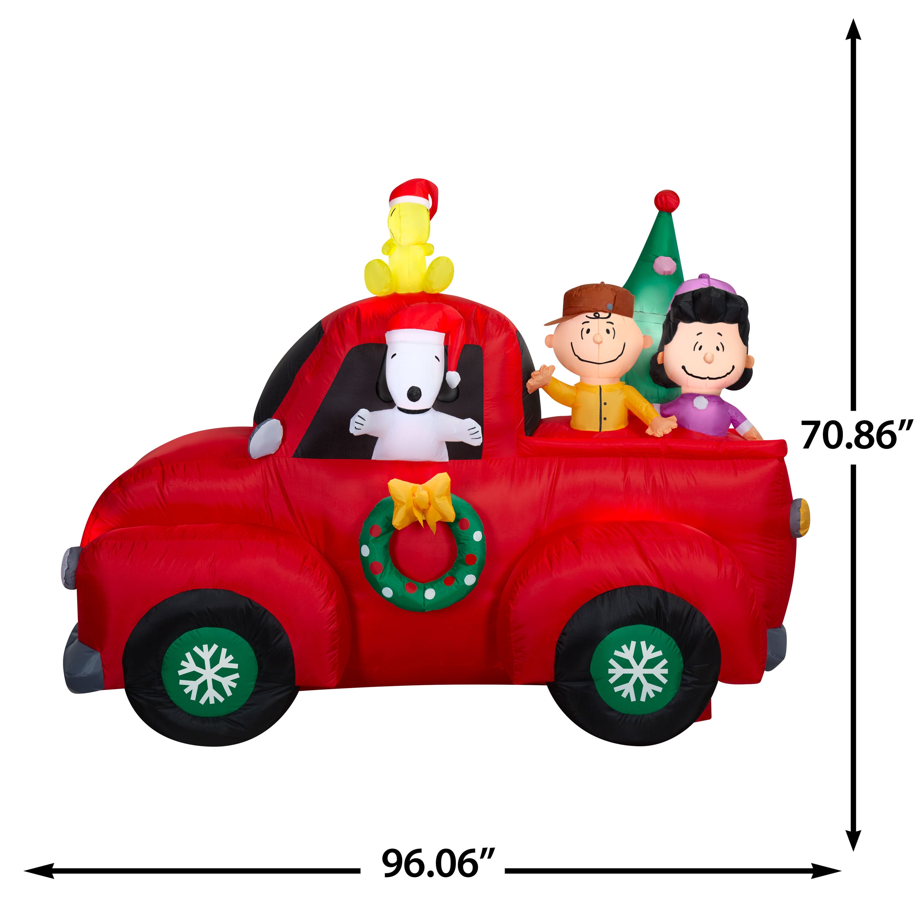 6ft. Airblown® Inflatable Peanuts® Snoopy Driving Truck with Friends Christmas Light Décor