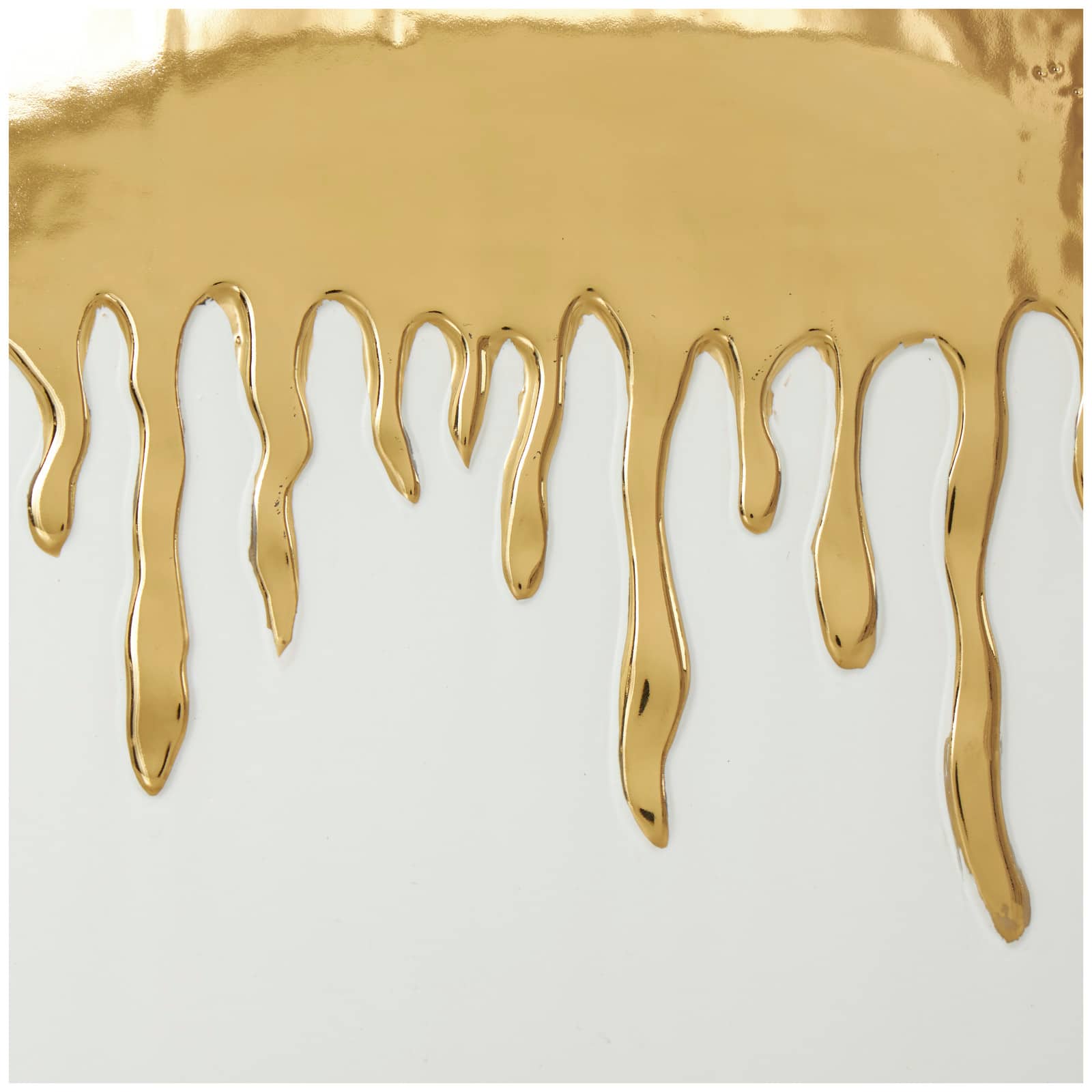 CosmoLiving by Cosmopolitan 16" White Ceramic Vase with Abstract Gold Melting Drips