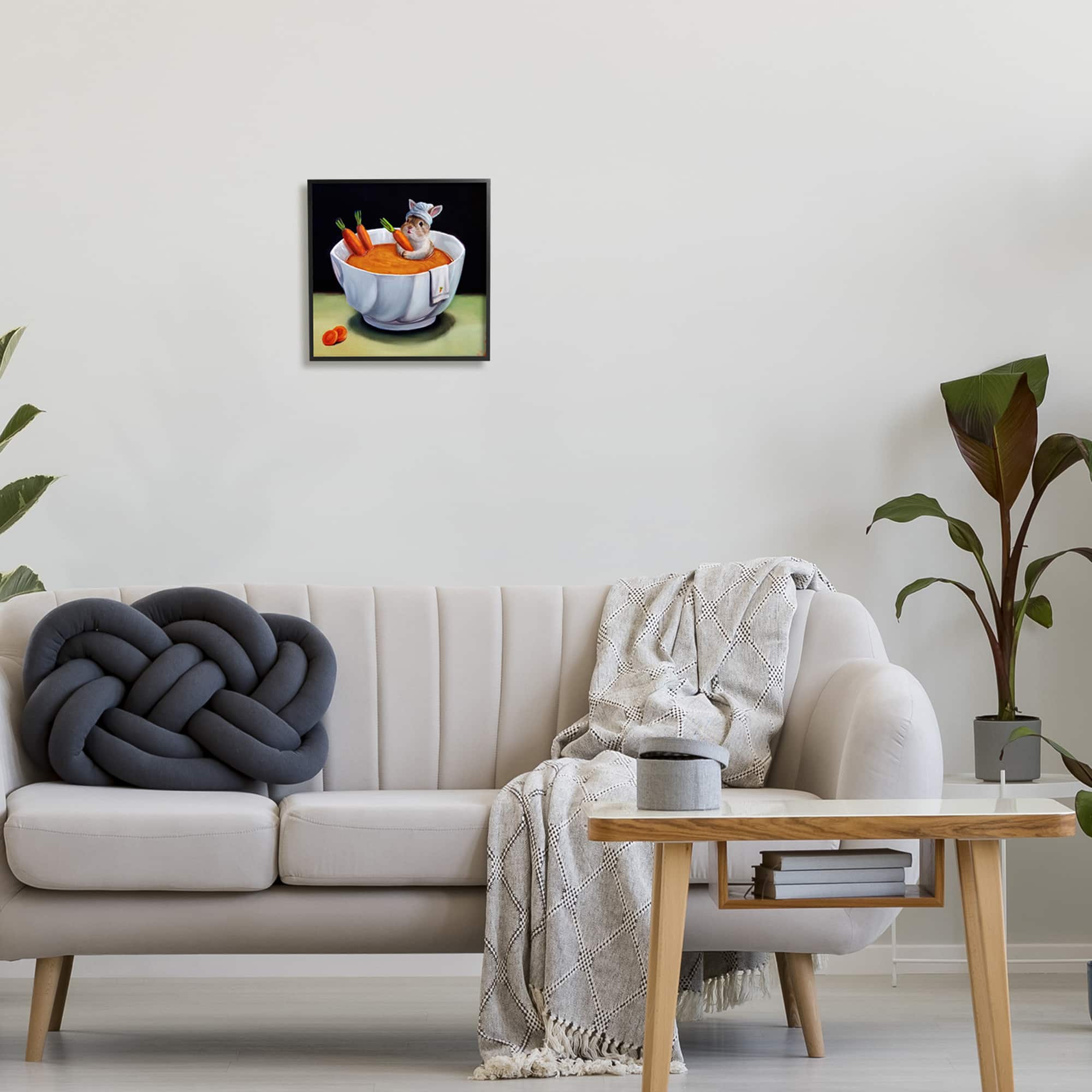 Stupell Industries Bunny Rabbit Carrot Vegetable Soup Bath Framed Giclee Art