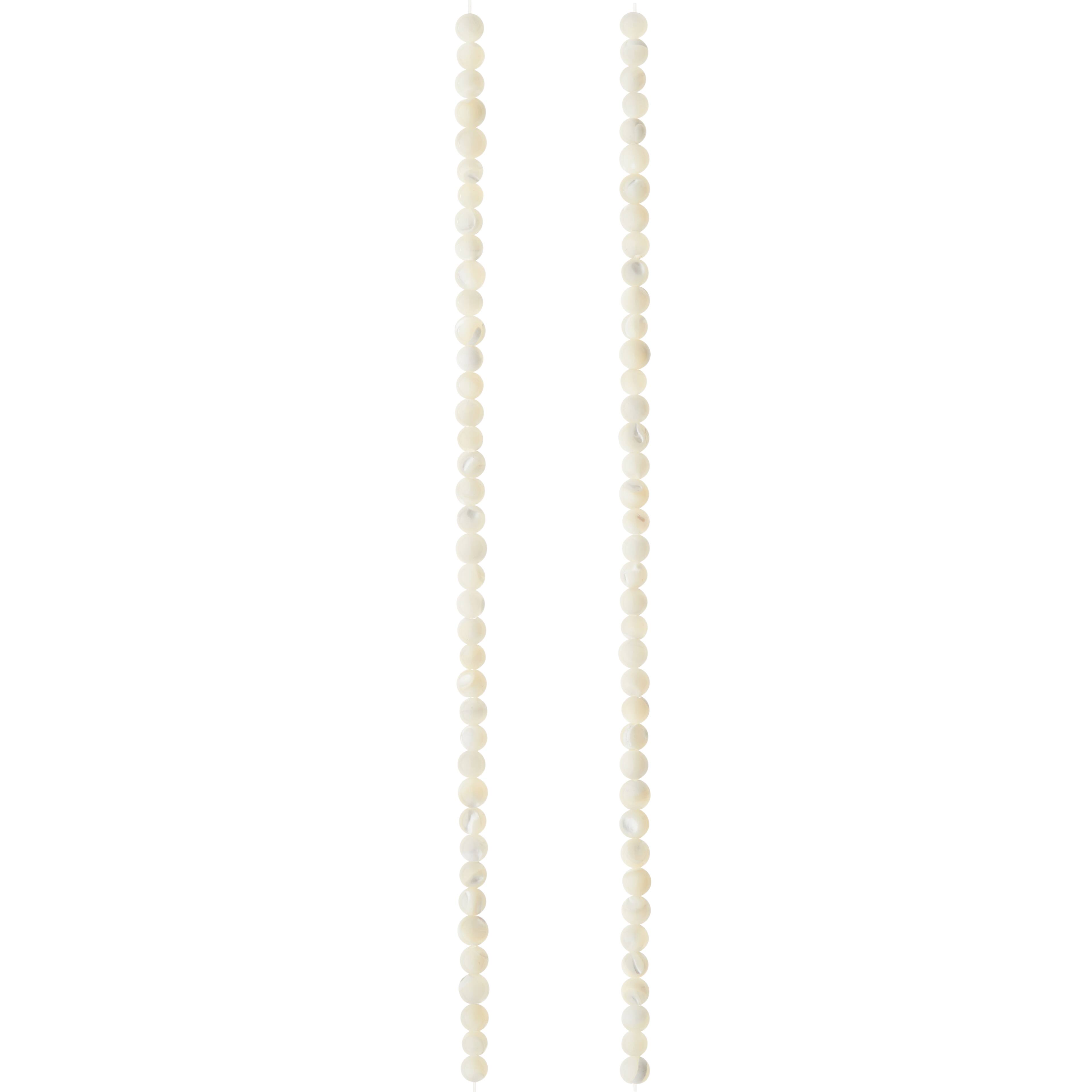 White Mother of Pearl Round Beads, 4mm by Bead Landing™