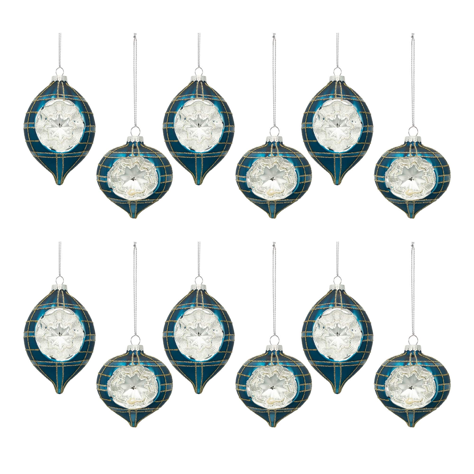 3.25" Plaid Glass Reflector Ornaments, 12ct.