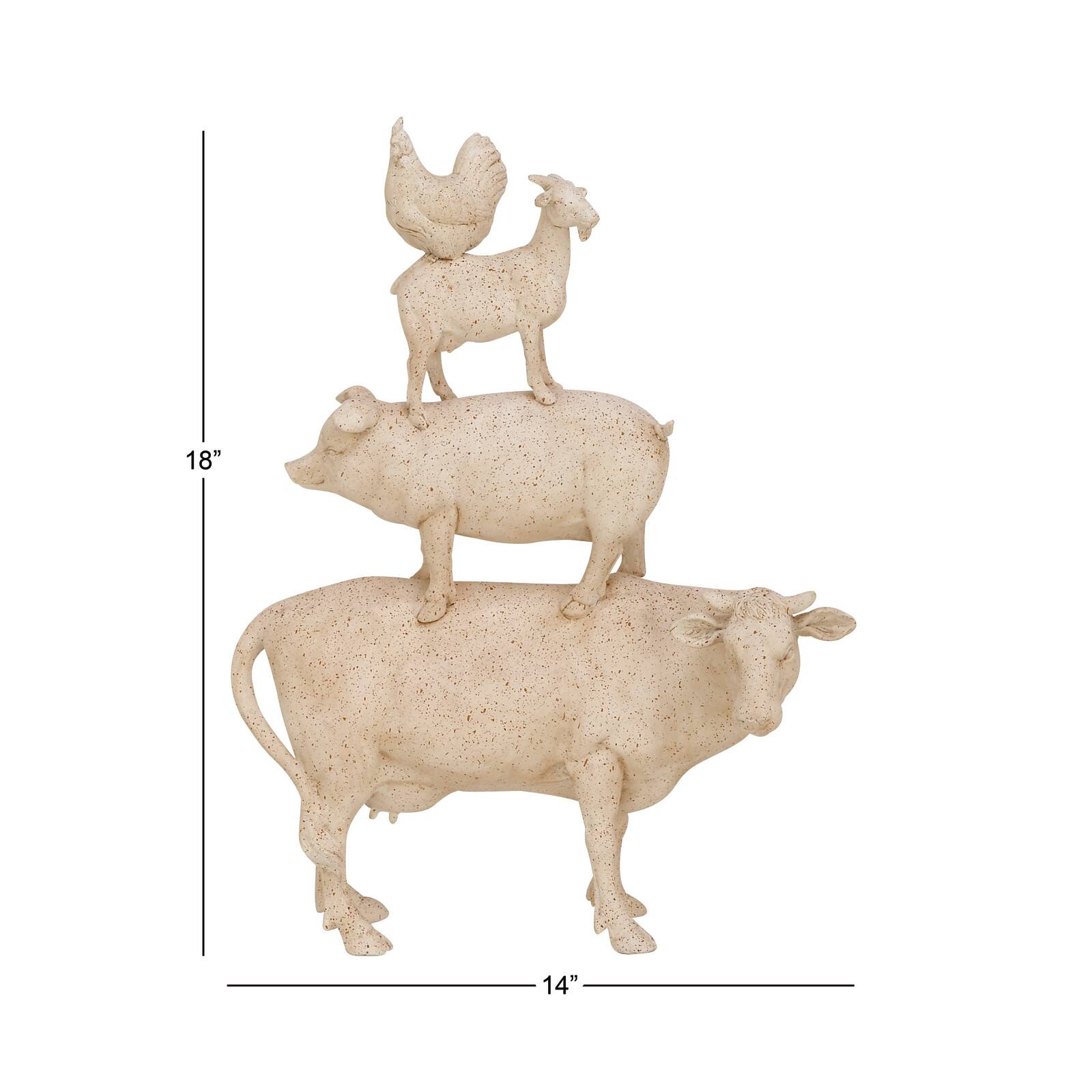 18" White Farm Animals Sculpture