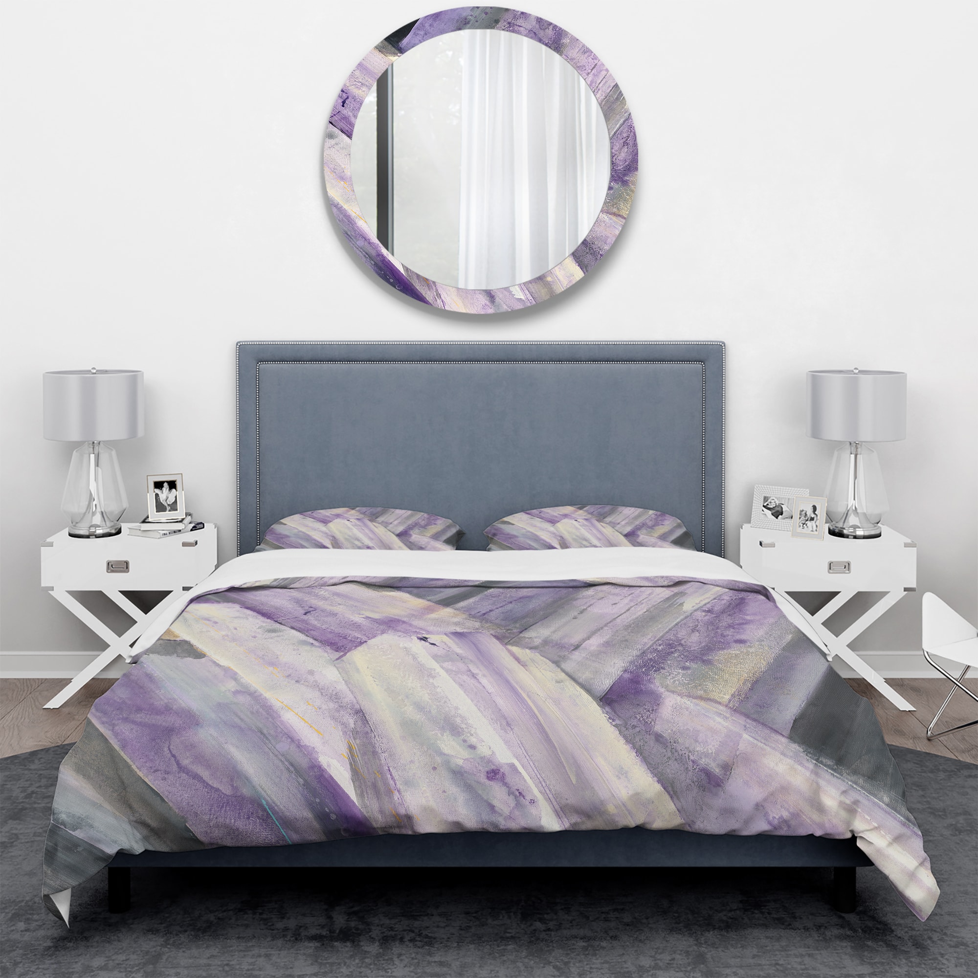 Designart 'Geometric Purple Glacier' Geometric Bedding Set