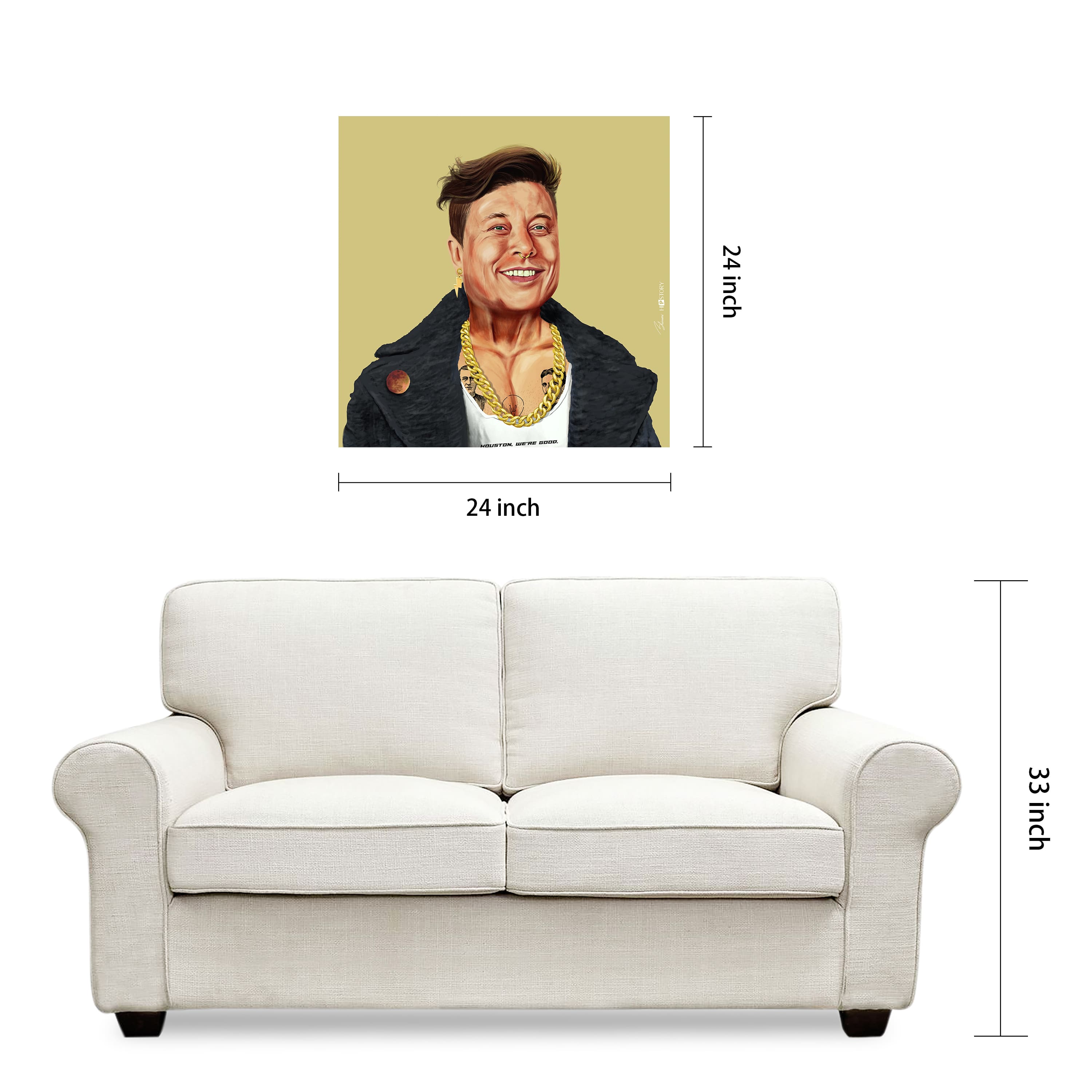 Empire Art Direct Hipstory™ 24" x 24" Hip Elon Frameless Free Floating Printed Tempered Glass Wall Art