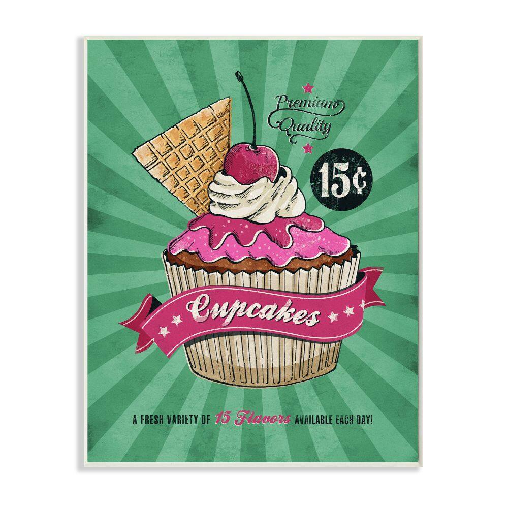 Stupell Industries Cupcakes Vintage Comic Book Wooden Wall Plaque