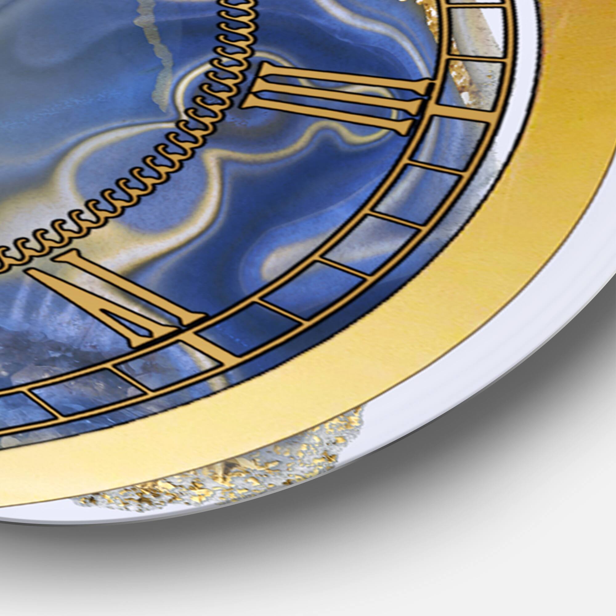 Designart 'Ocean Blue Golden Jasper Agate I Modern Wall Clock