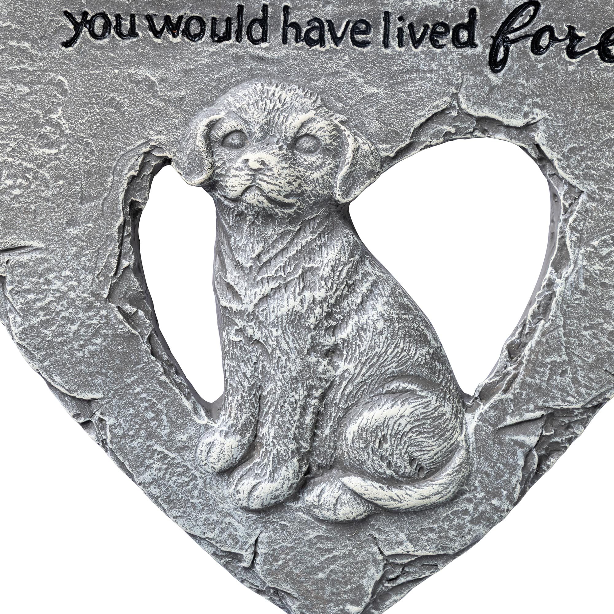 Glitzhome® 10" Set of 2 Cement Heart-Shaped Paw Prints and Dog Memory Stepping Stones