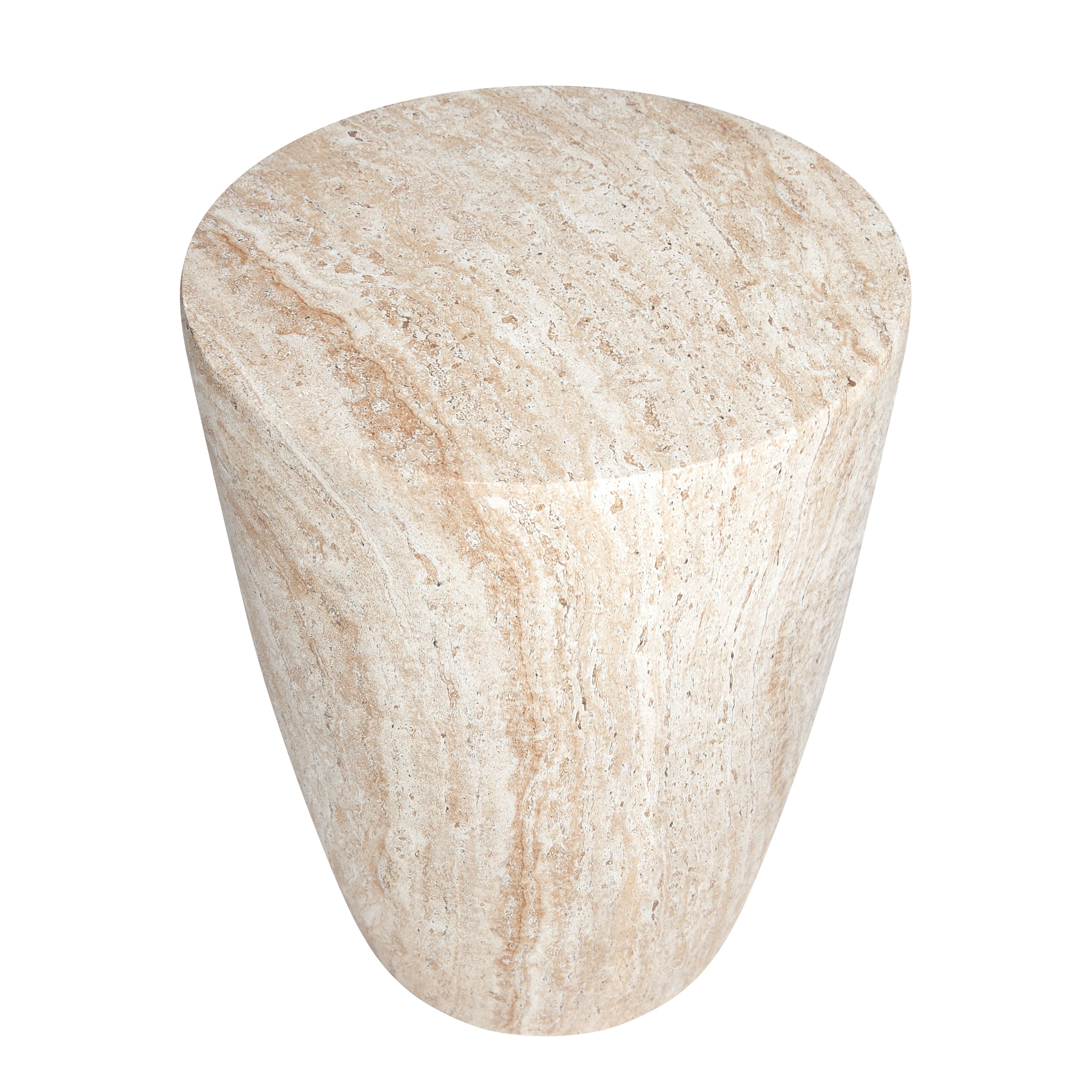 Empire Art Direct 18" Tapered Travertine Stone Finish MGO Side Accent Table