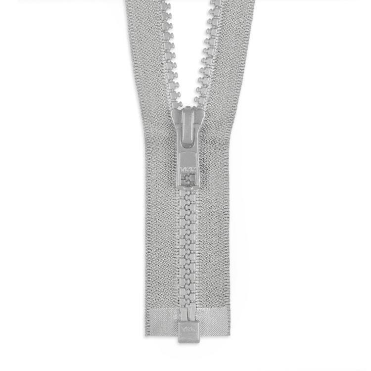 YKK 36" Chrome Gray #5 Plastic Vislon Open End Zipper