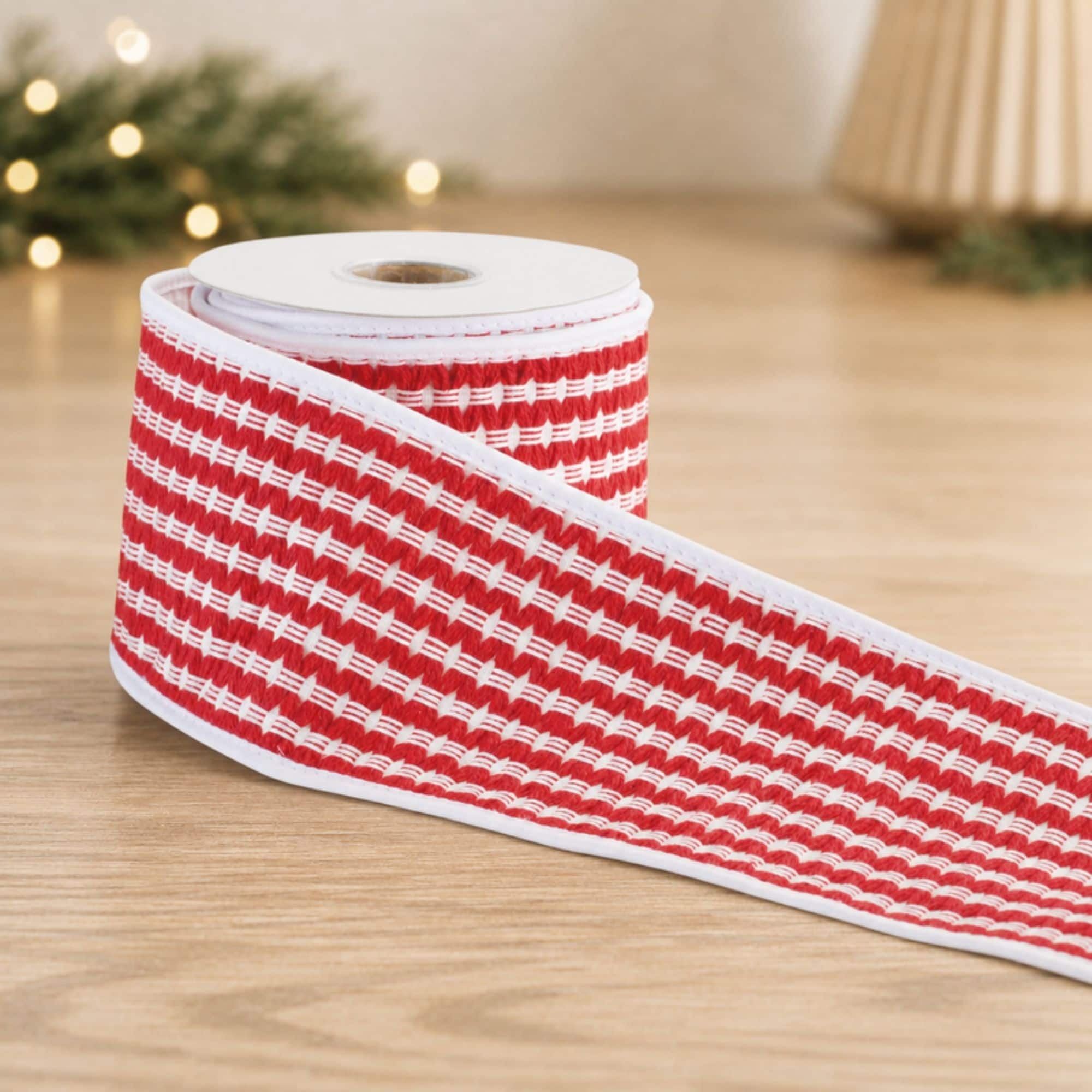 Melrose 4" x 5yd. Woven Stripe Wired Cotton Ribbon