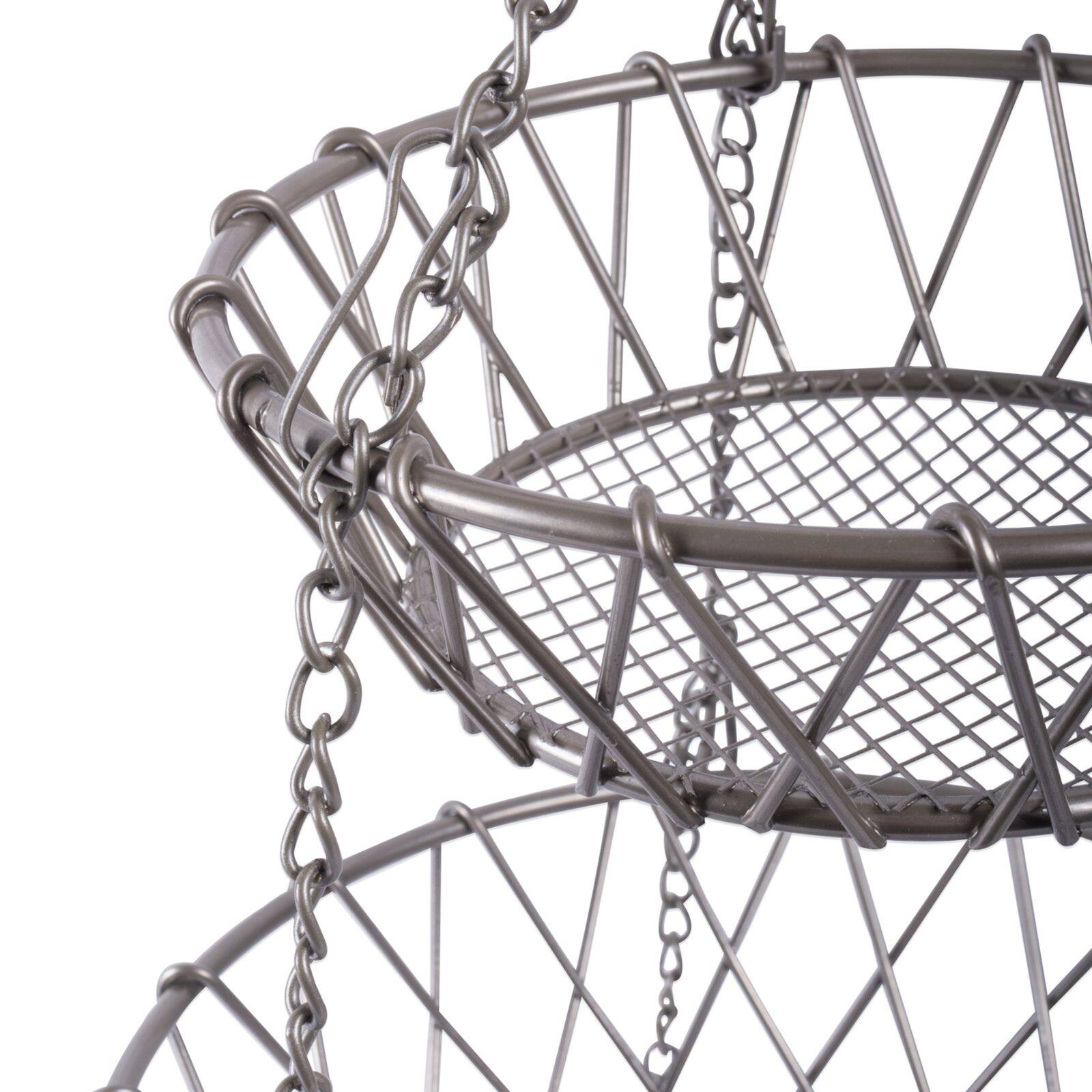 DII® Satin Nickel 3-Tier Hanging Fruit Basket