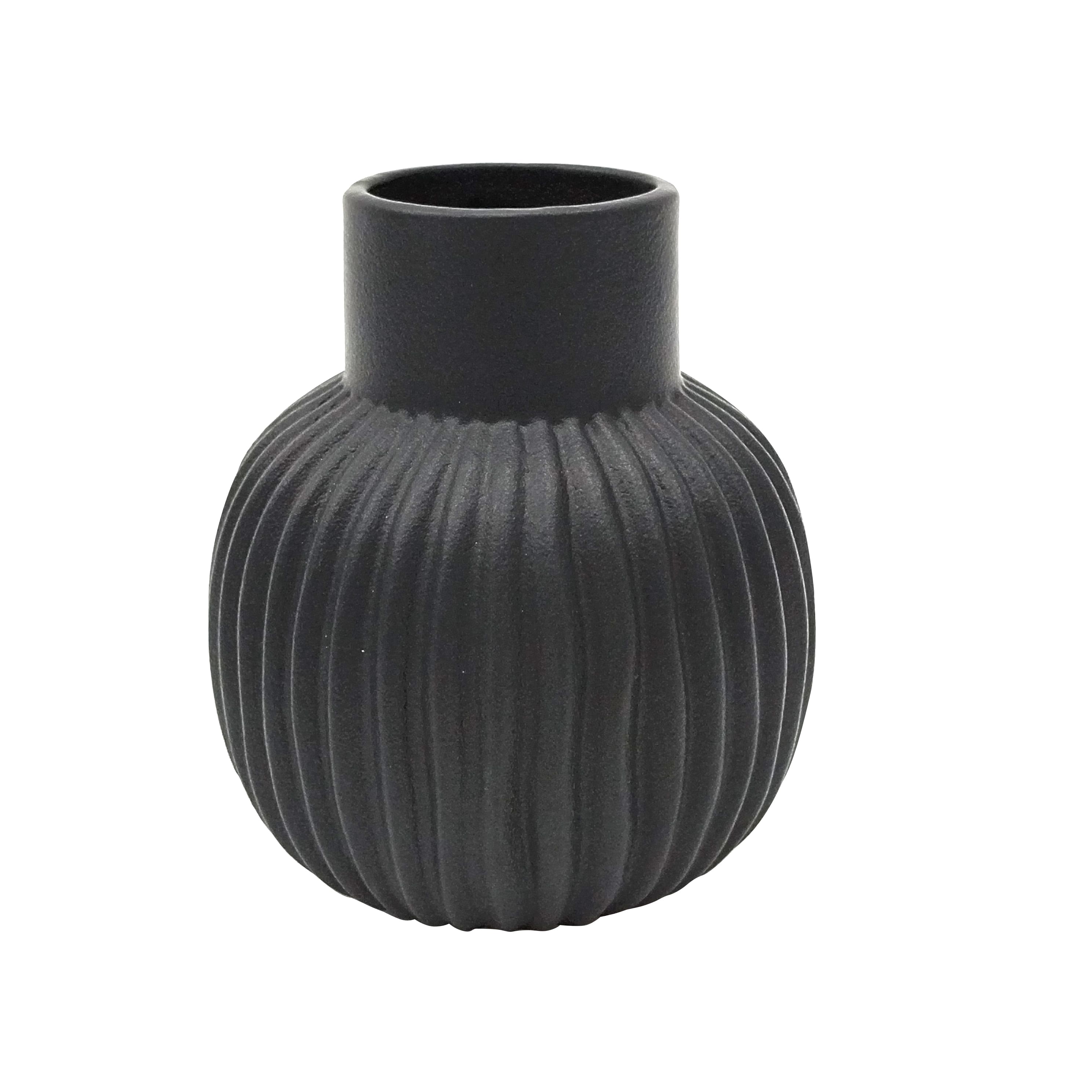 4.5" Black Ribbed Vase by Ashland®